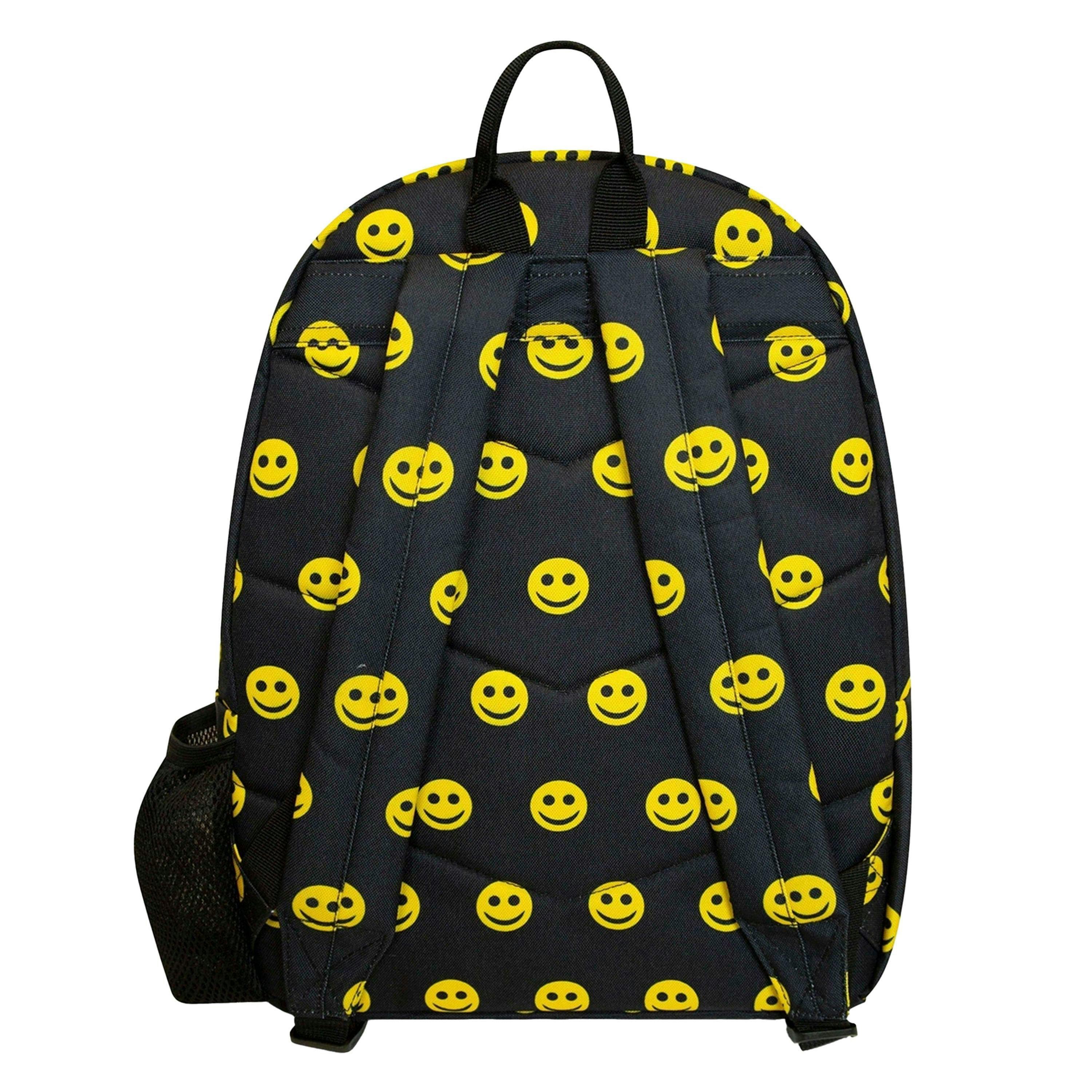 Unisex Black Yellow Smile Backpack with Laptop Sleeve | School Travel Padded Bag , view 2 of 4