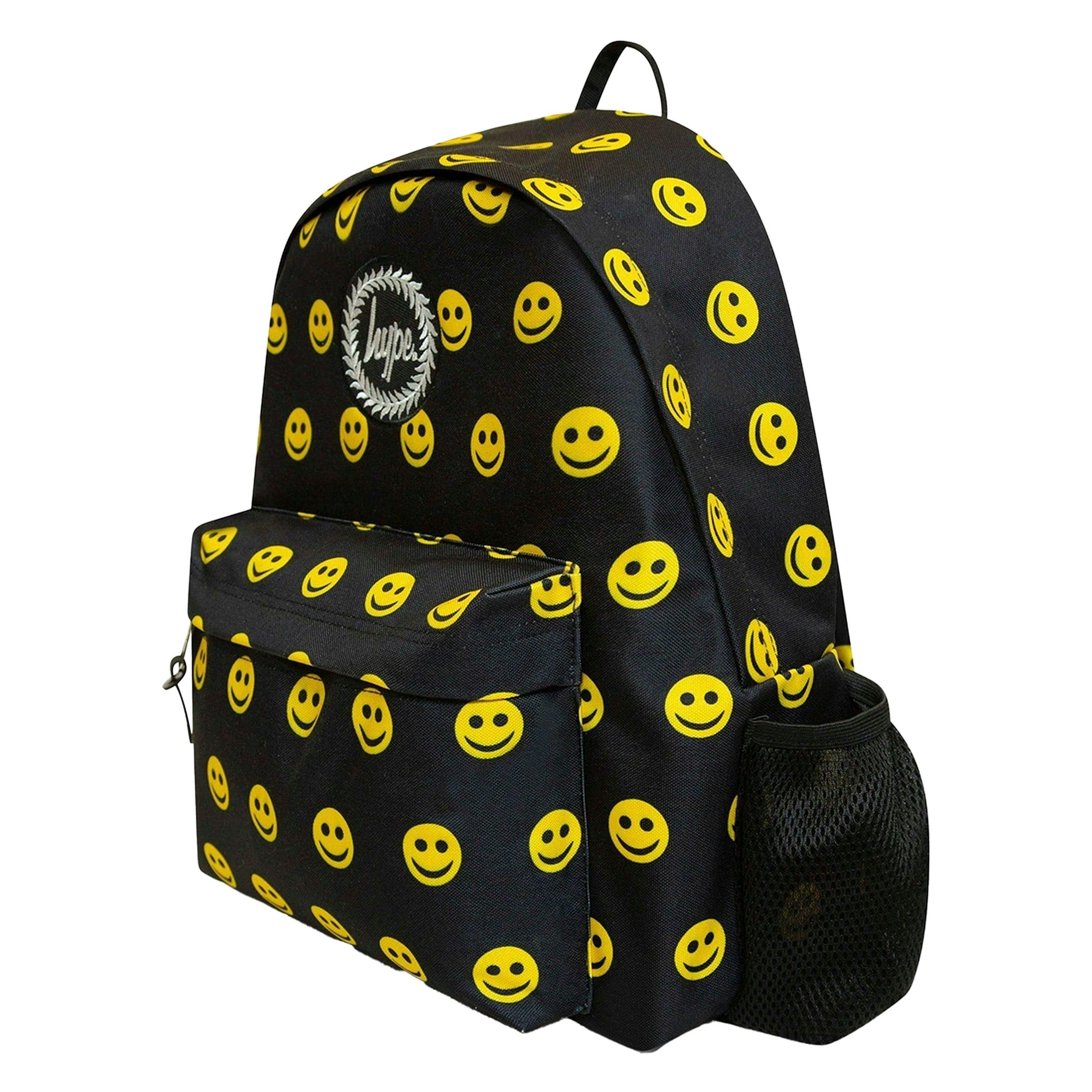 Unisex Black Yellow Smile Backpack with Laptop Sleeve | School Travel Padded Bag , view 3 of 4