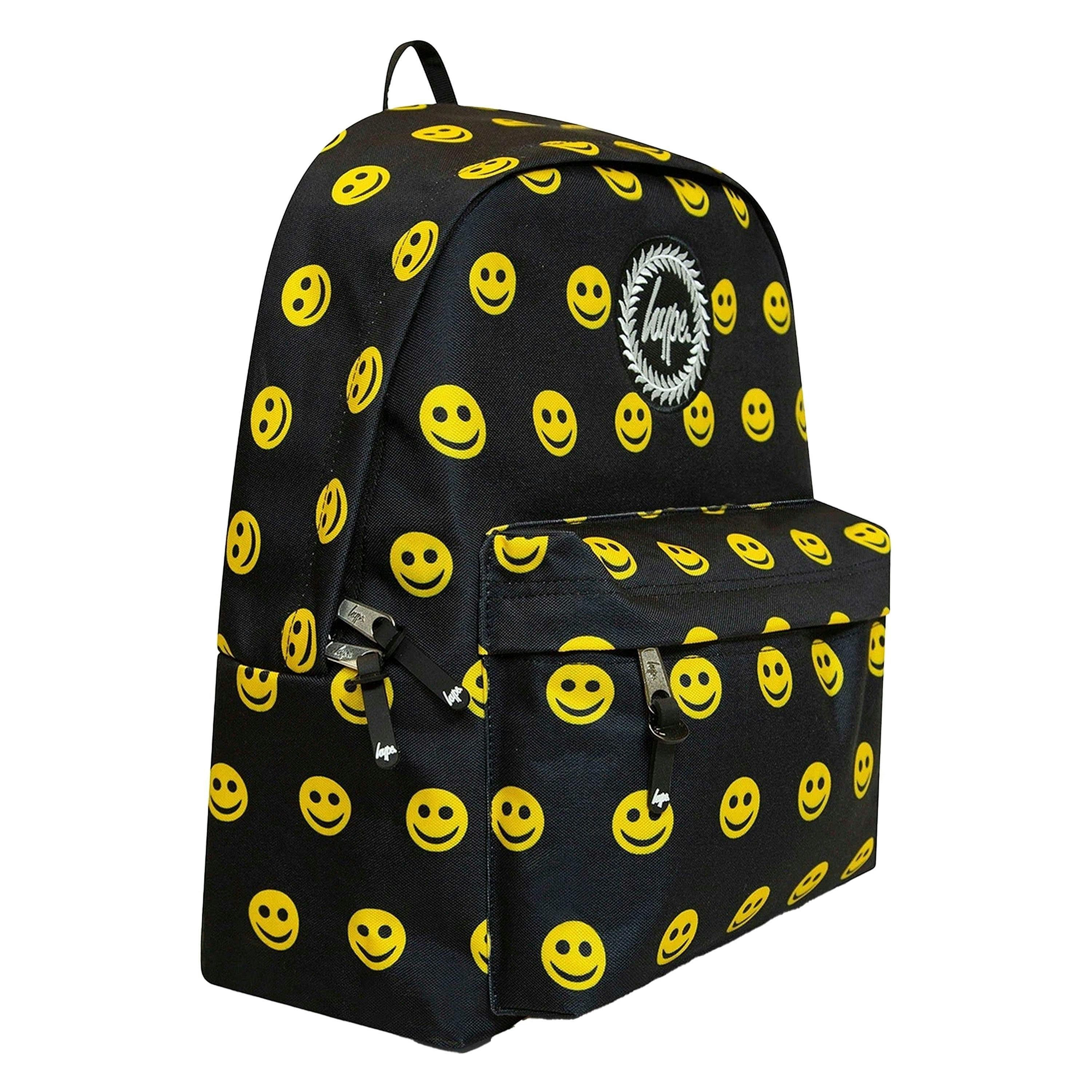 Unisex Black Yellow Smile Backpack with Laptop Sleeve | School Travel Padded Bag , view 4 of 4
