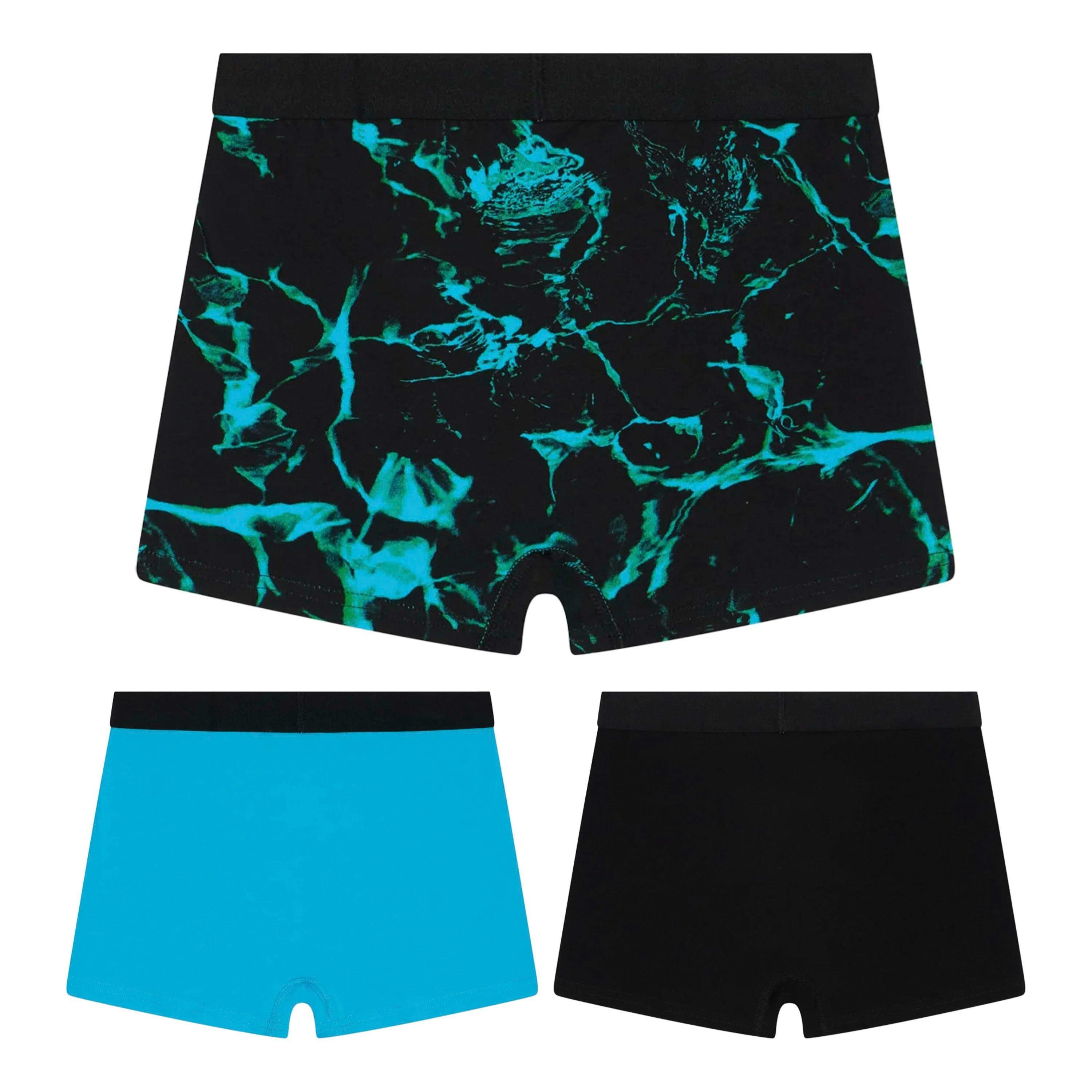 3 Pack Boys Boxers Black, Turquoise & Pool Print Soft Breathable Underwear , view 2 of 5