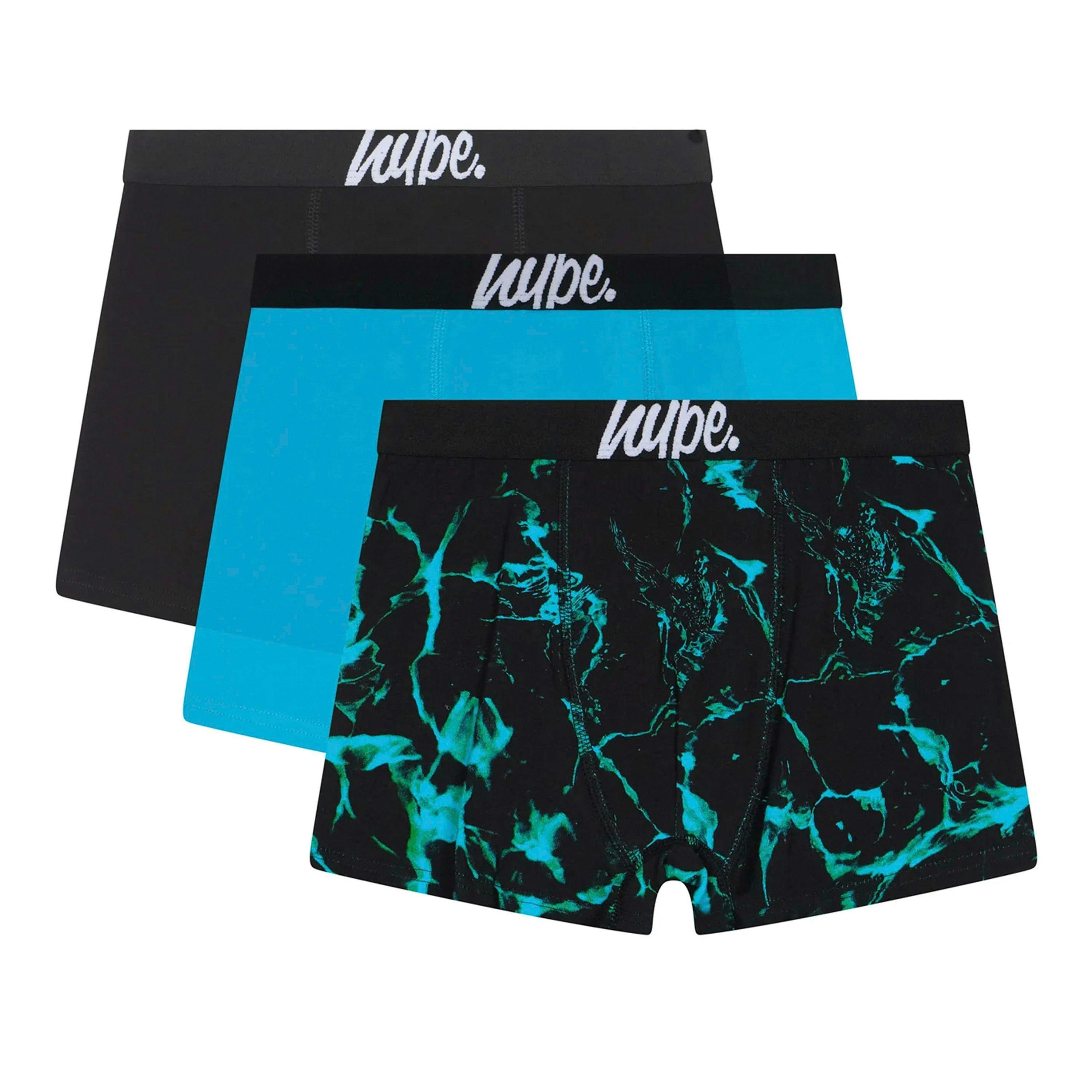 3 Pack Boys Boxers Black, Turquoise & Pool Print Soft Breathable Underwear , view 1 of 5