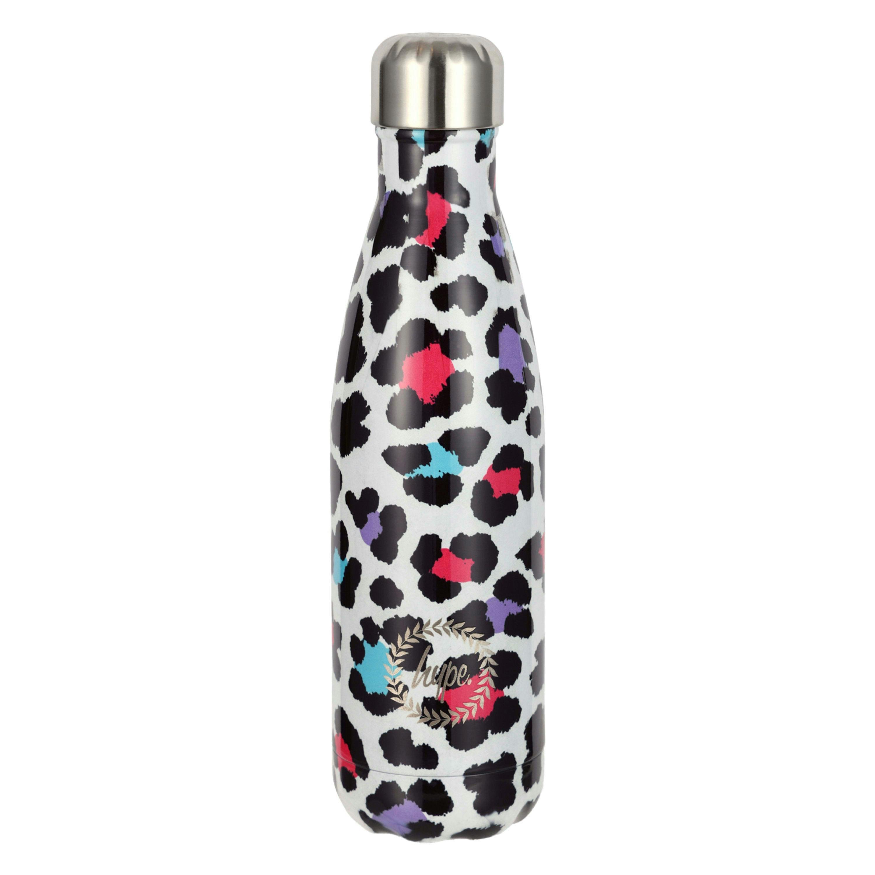 Thermal Water Bottle Silver Leopard Print | Stainless Steel Leak Proof Bottle , view 1 of 5