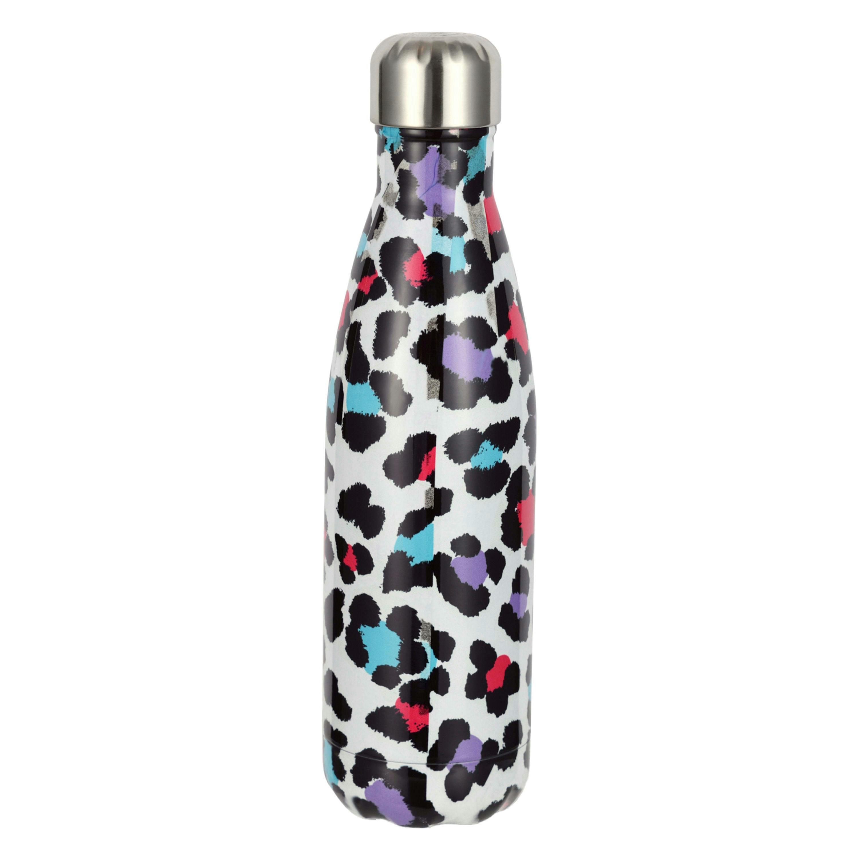 Thermal Water Bottle Silver Leopard Print | Stainless Steel Leak Proof Bottle , view 2 of 5
