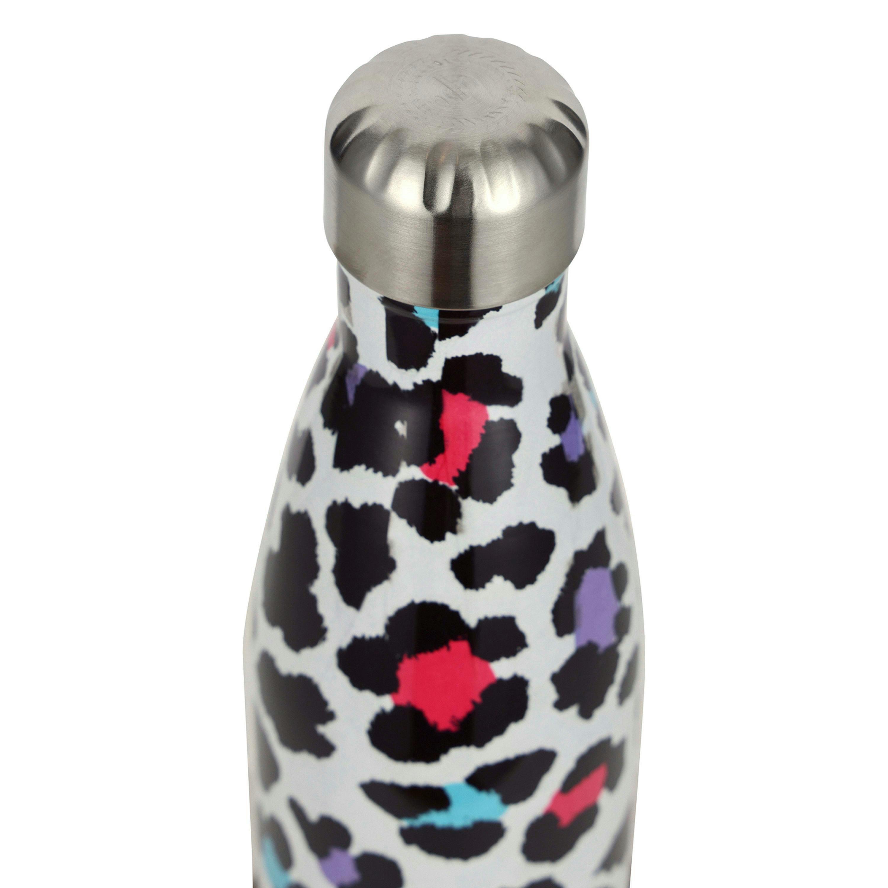 Thermal Water Bottle Silver Leopard Print | Stainless Steel Leak Proof Bottle , view 3 of 5