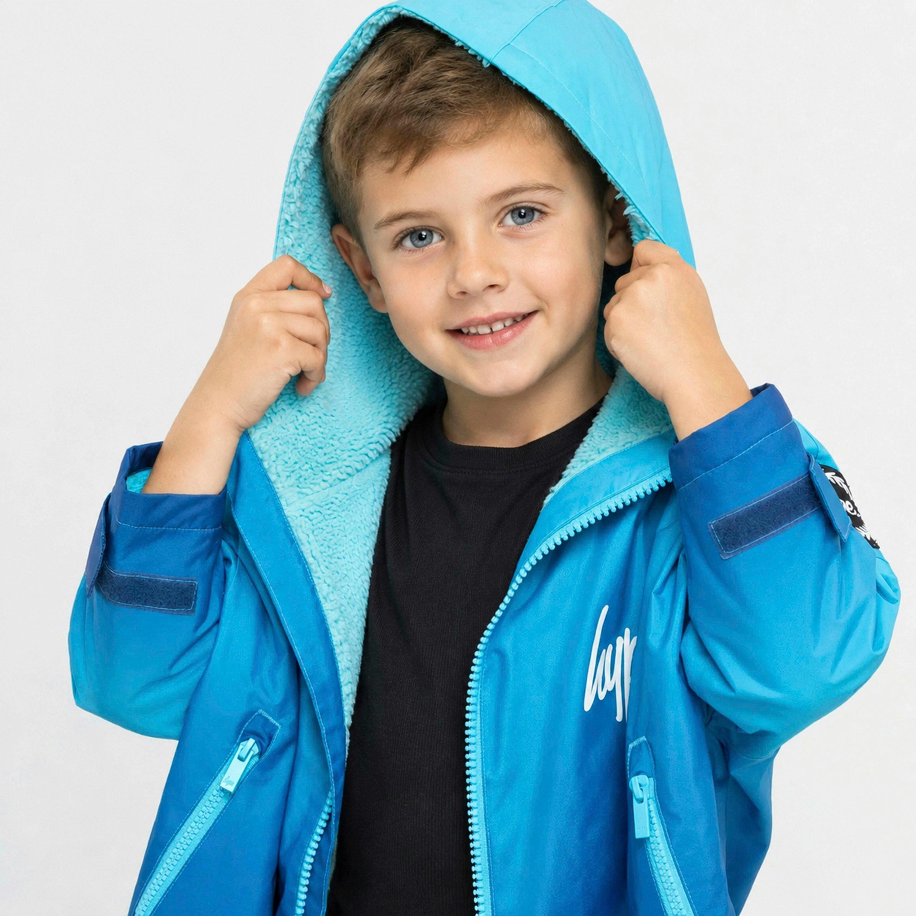 Blue Fade Boys Dry Robe Jacket Warm Changing Swim Outdoor Coat , view 5 of 5