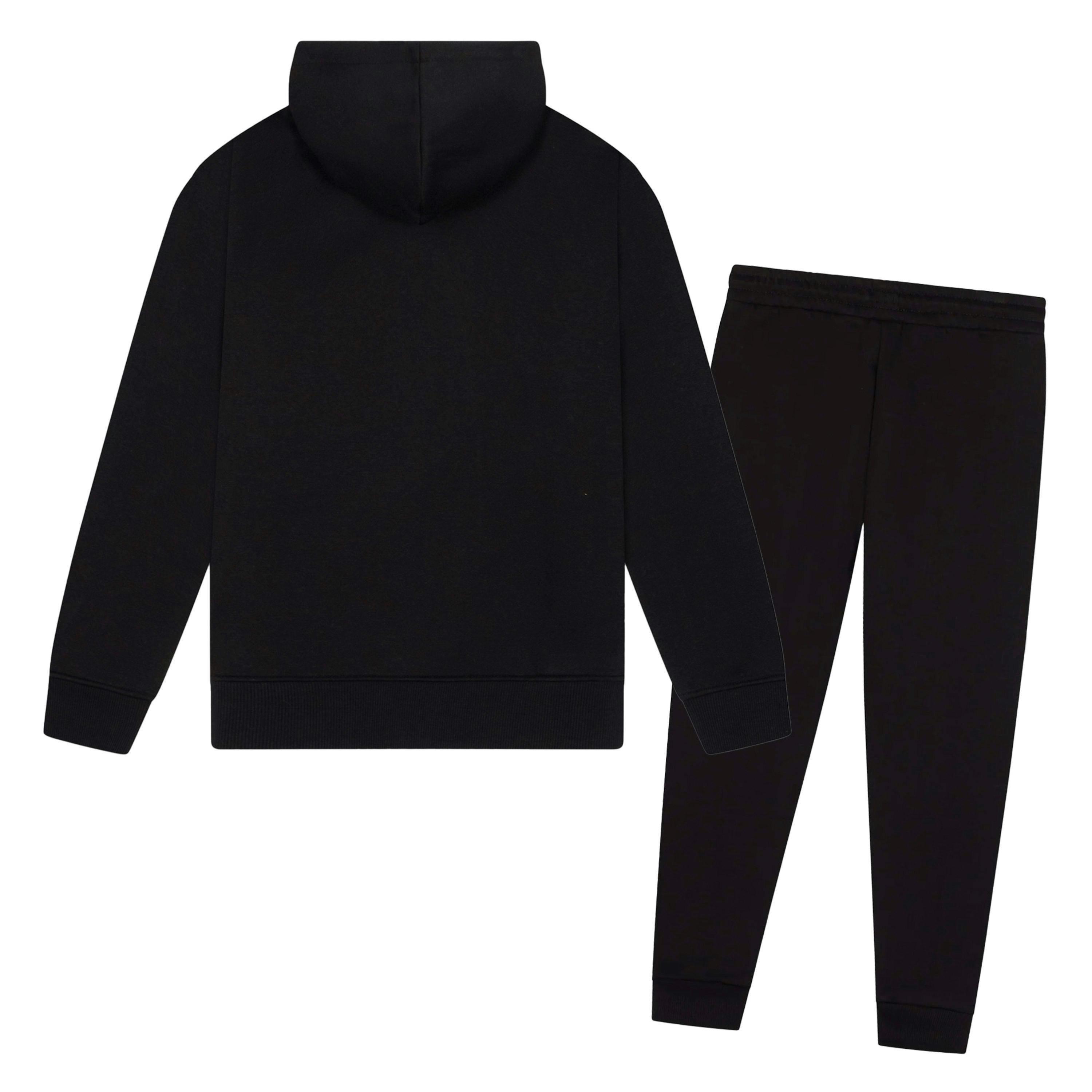 Girls Tracksuit Kids Black Hoodie and Joggers Casual Lounge Set , view 2 of 5