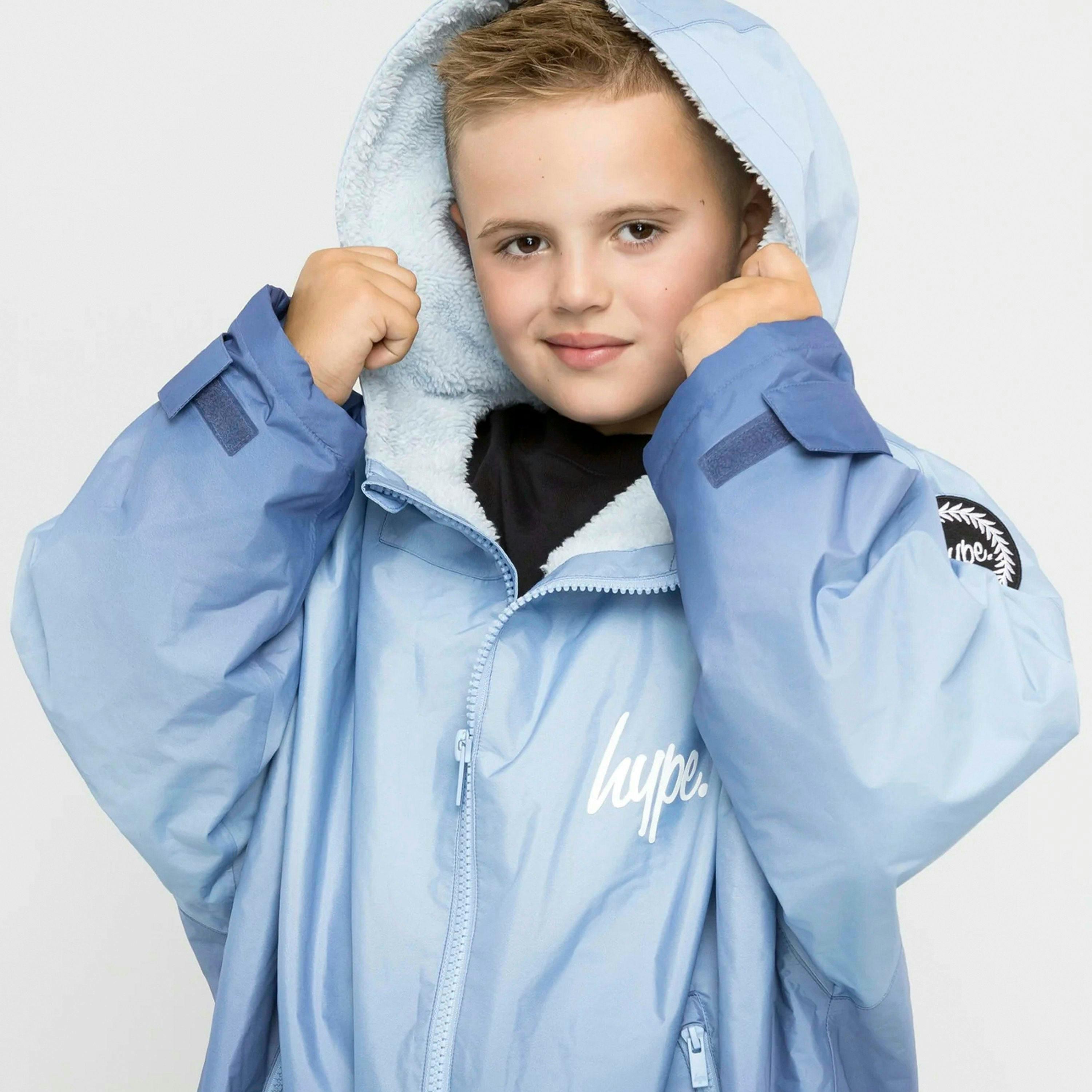 Kids Changing Robe Girls and Boys Blue Ombre Fleece Warm Swim Coat , view 3 of 5