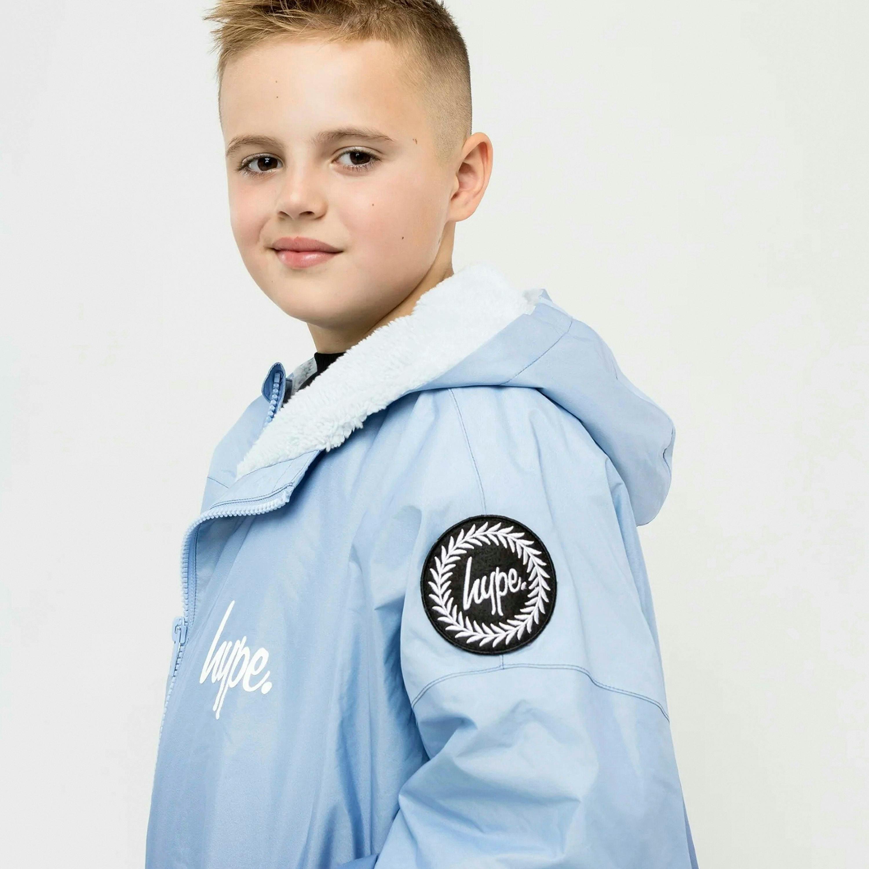 Kids Changing Robe Girls and Boys Blue Ombre Fleece Warm Swim Coat , view 4 of 5