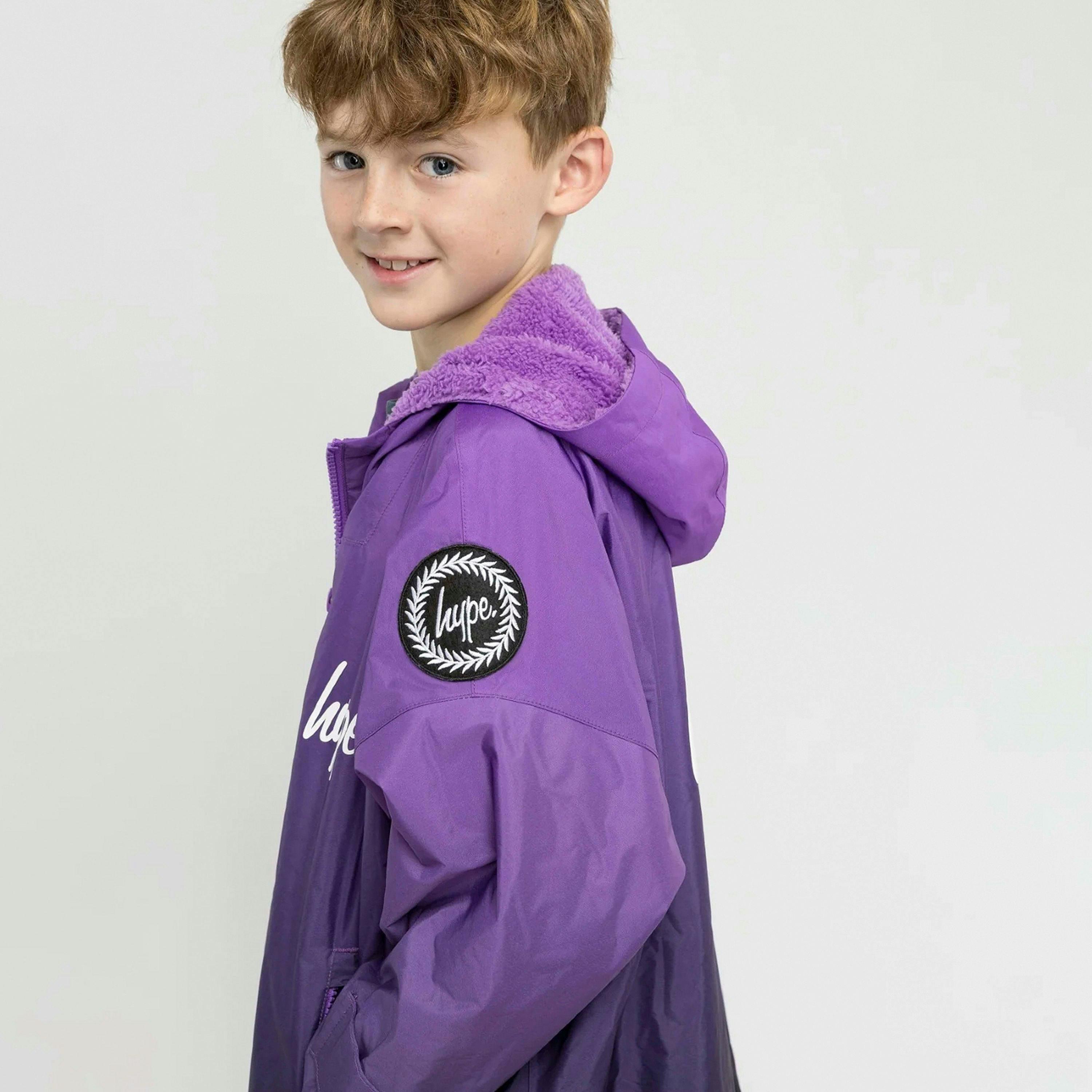 Kids Changing Robe Purple Ombre Girls and Boys Hooded Swim Coat , view 3 of 5