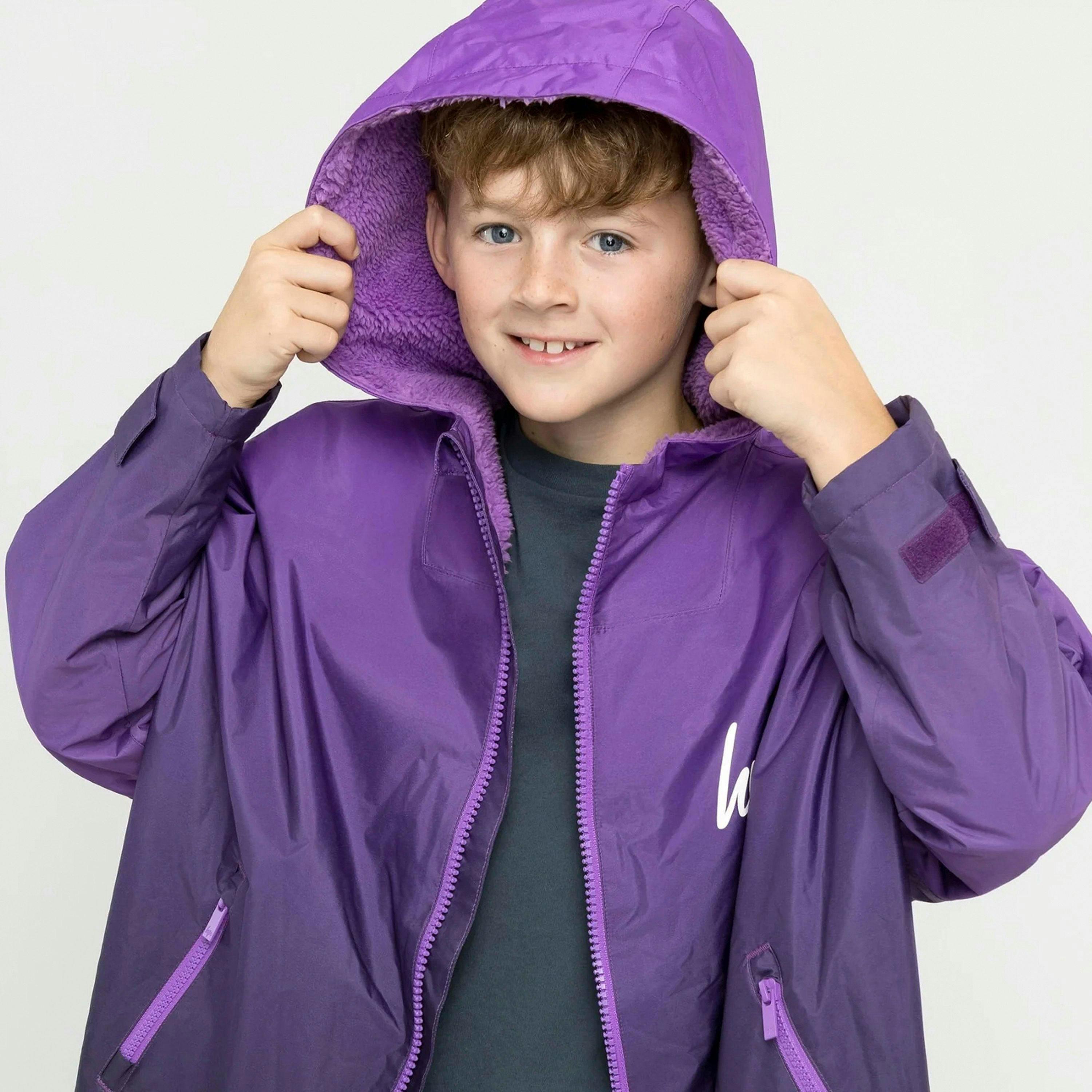 Kids Changing Robe Purple Ombre Girls and Boys Hooded Swim Coat , view 5 of 5