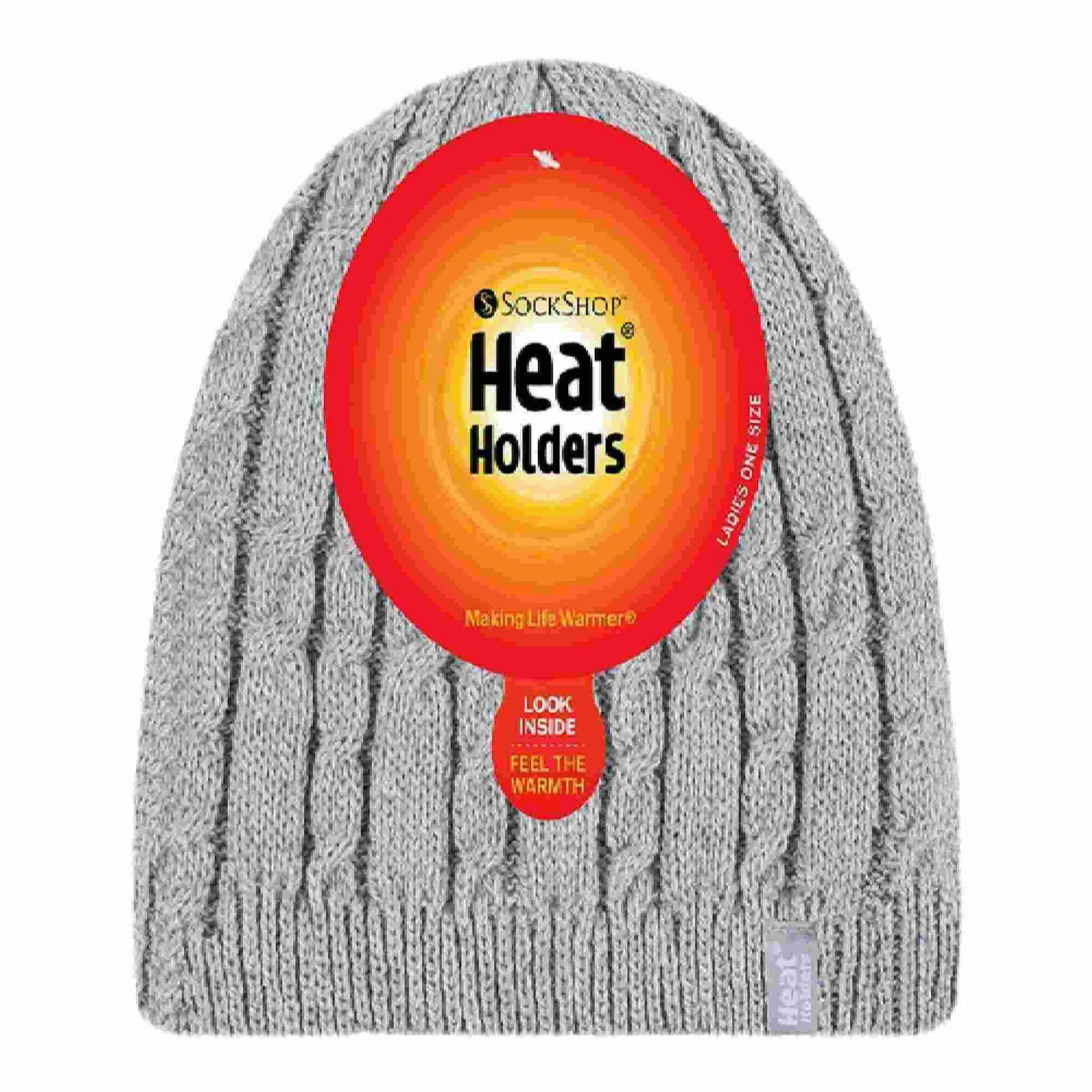 Ladies Cable Knit Fleece Lined Knitted Thermal Beanie Hat , view 2 of 5
