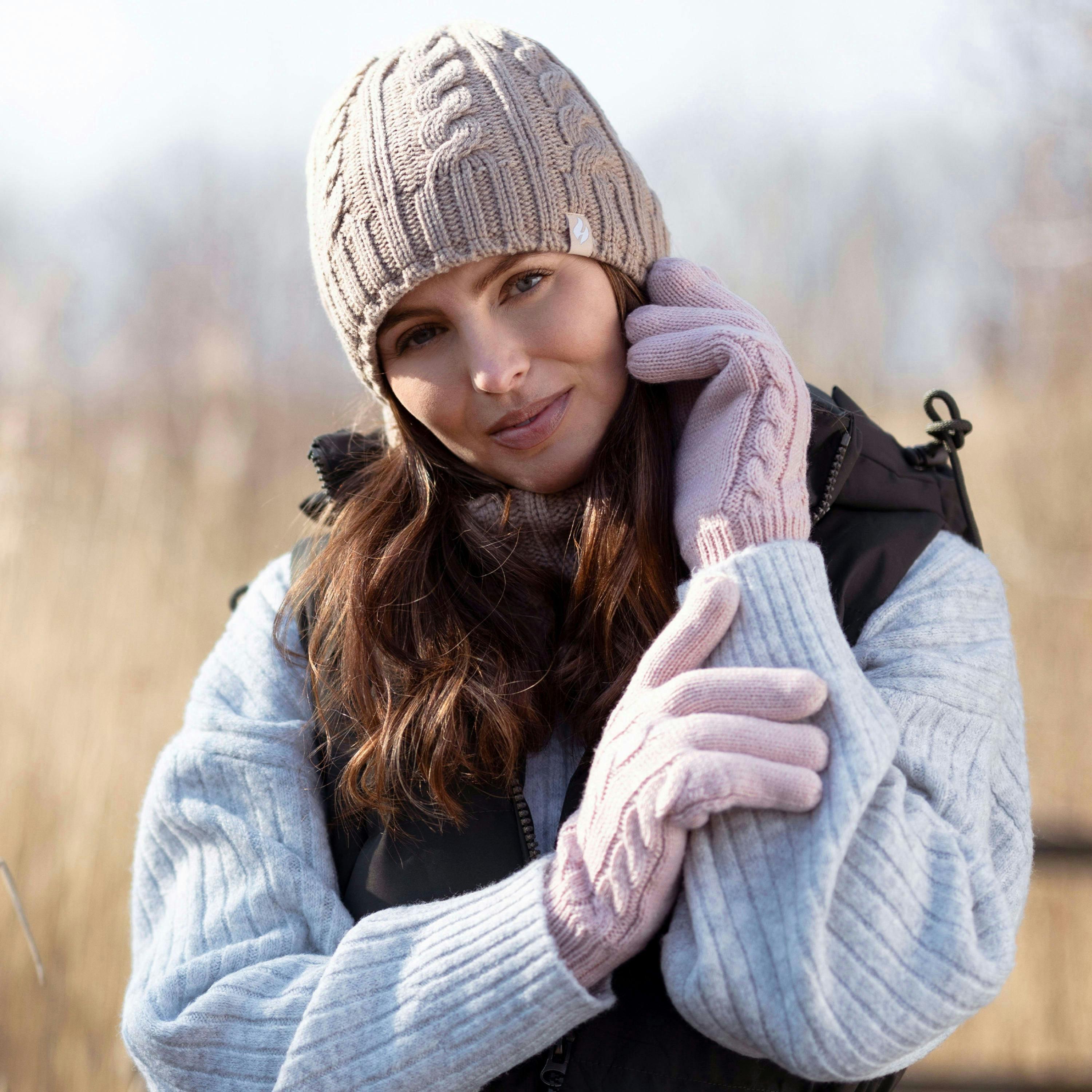 Ladies Cable Knit 3.4 Tog Fleece Lined Thermal Winter Hat , view 5 of 5