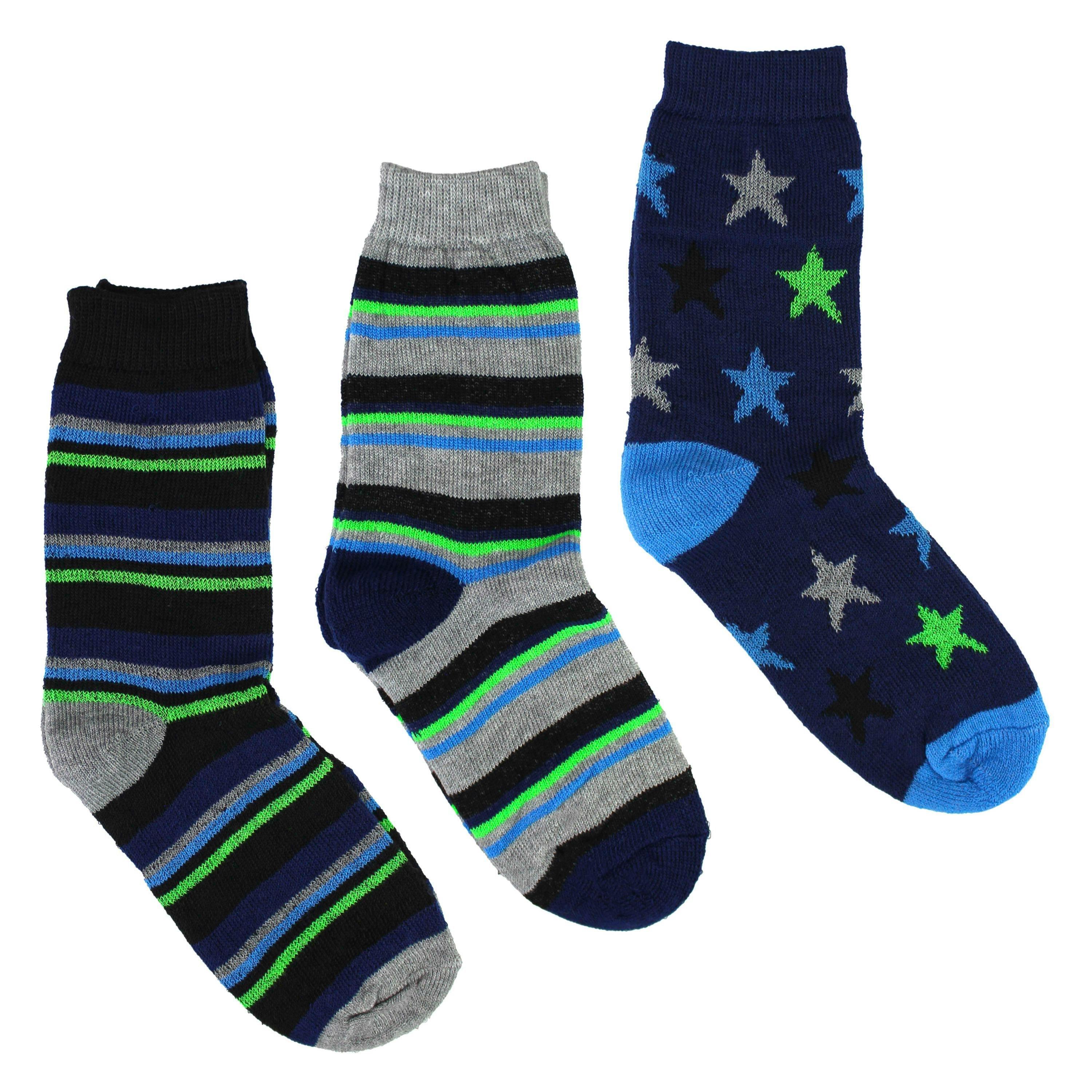 6 Pairs Boys Warm Bed Socks | Stripes & Stars Patterned Breathable Socks , view 3 of 5
