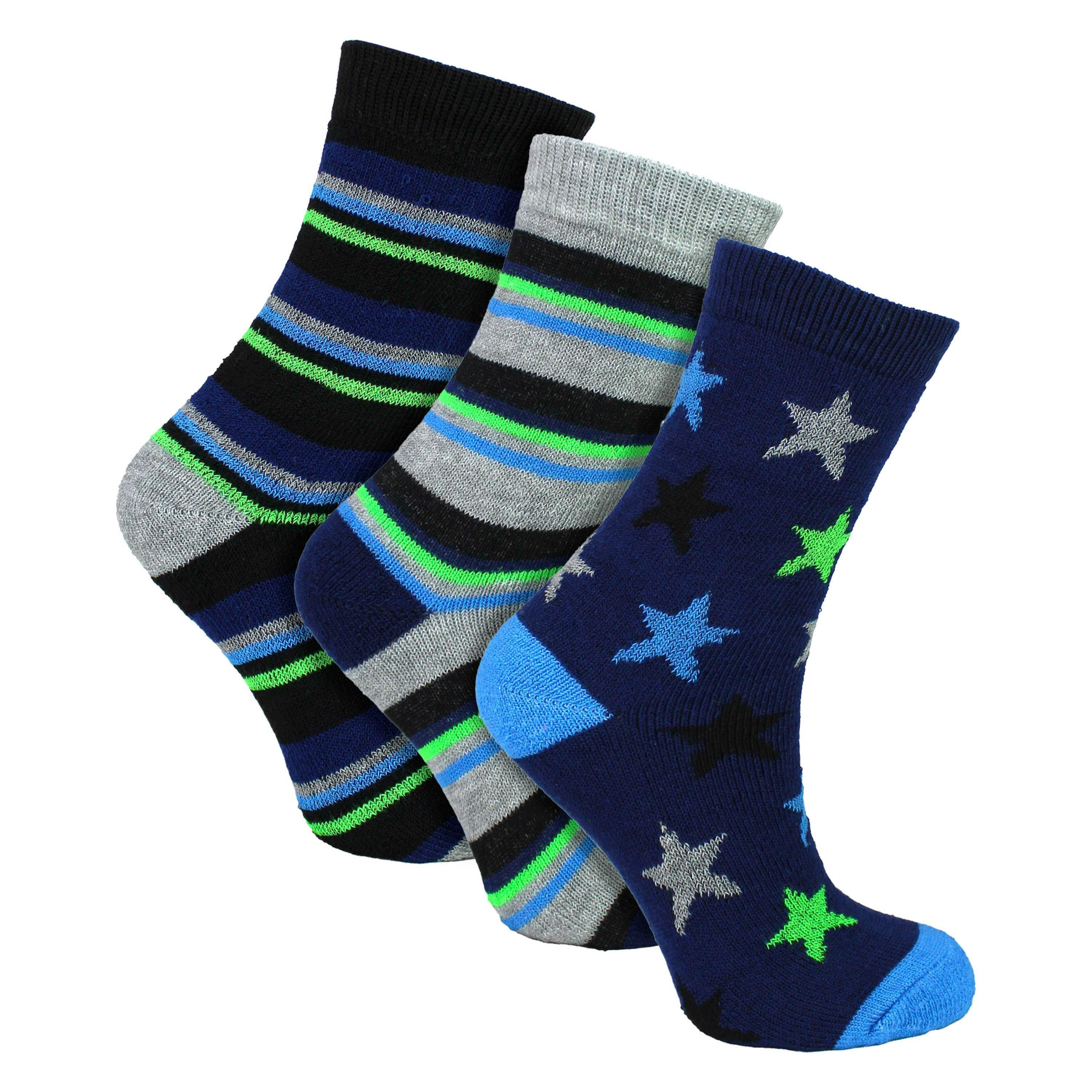 6 Pairs Boys Warm Bed Socks | Stripes & Stars Patterned Breathable Socks , view 4 of 5