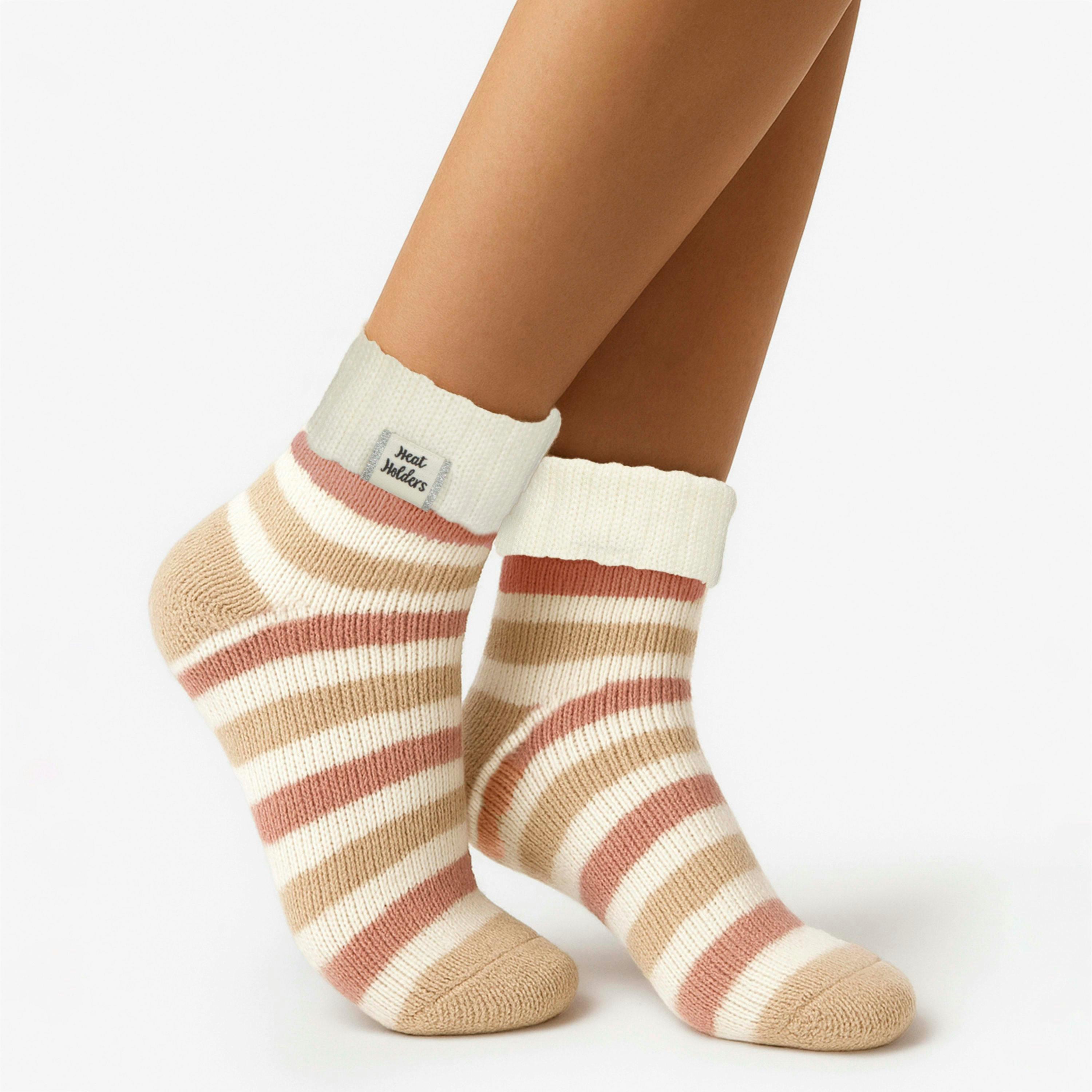 Ladies Thermal Sleep Bed Socks with Rib Turn Over Cuff , view 3 of 3