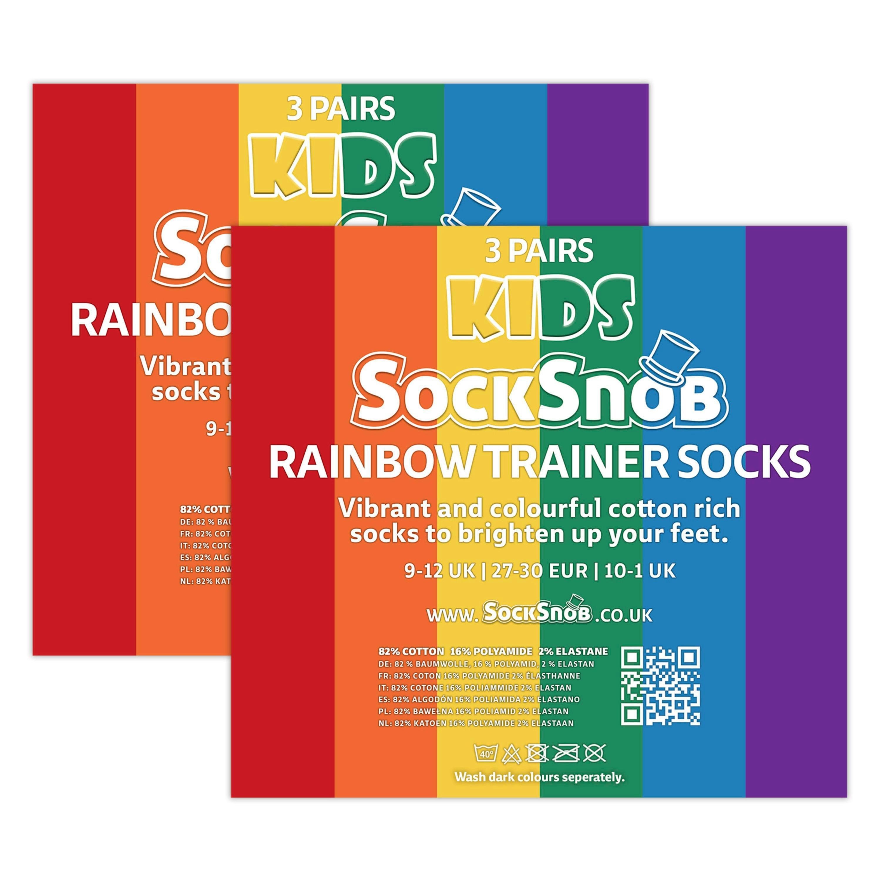 6 Pack Kids Boys Girls Rainbow Trainer Cotton Socks Colourful Striped Socks , view 2 of 5