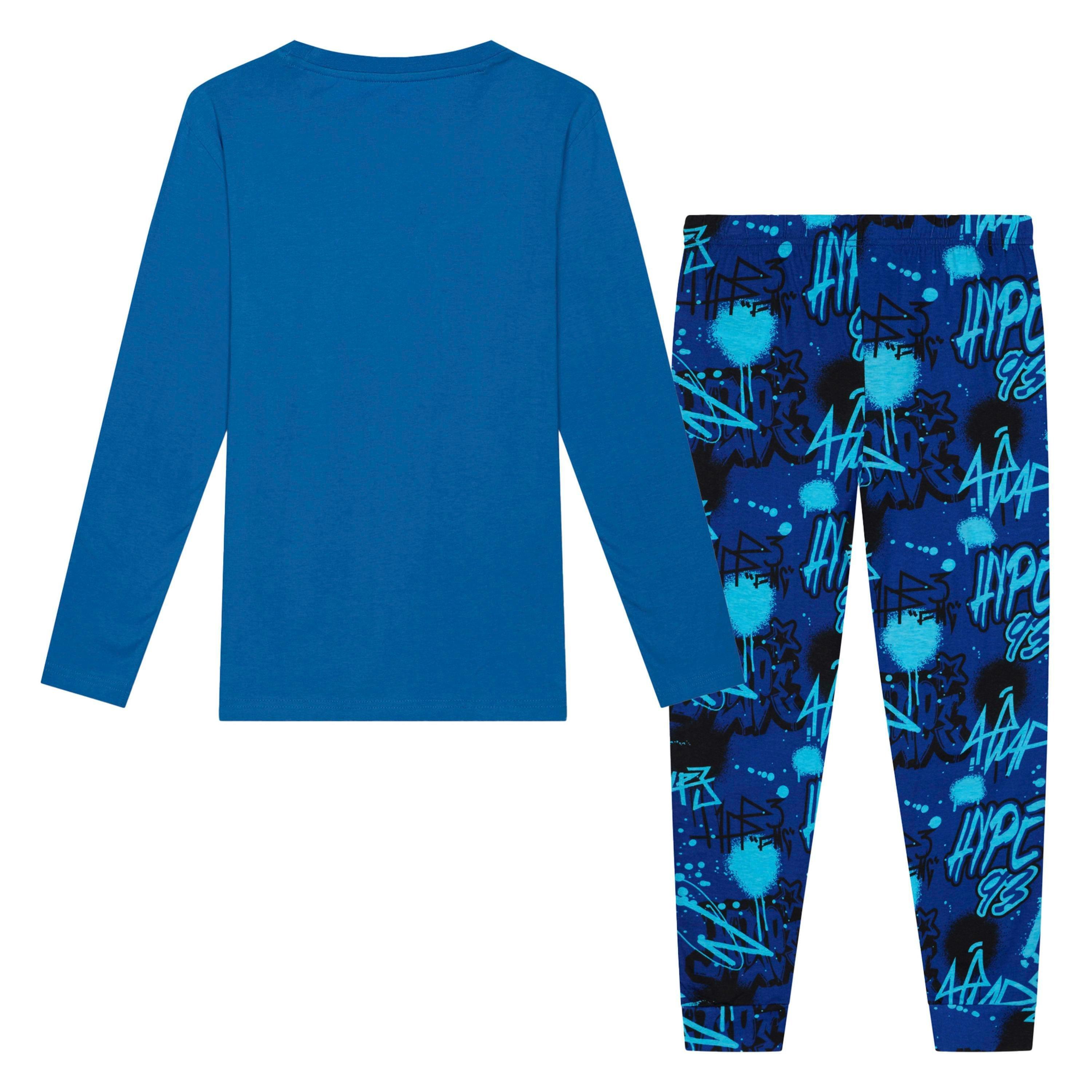 Blue Graffiti Boys Pyjama Set Kids Soft Sleepwear Lounge PJs , view 2 of 5