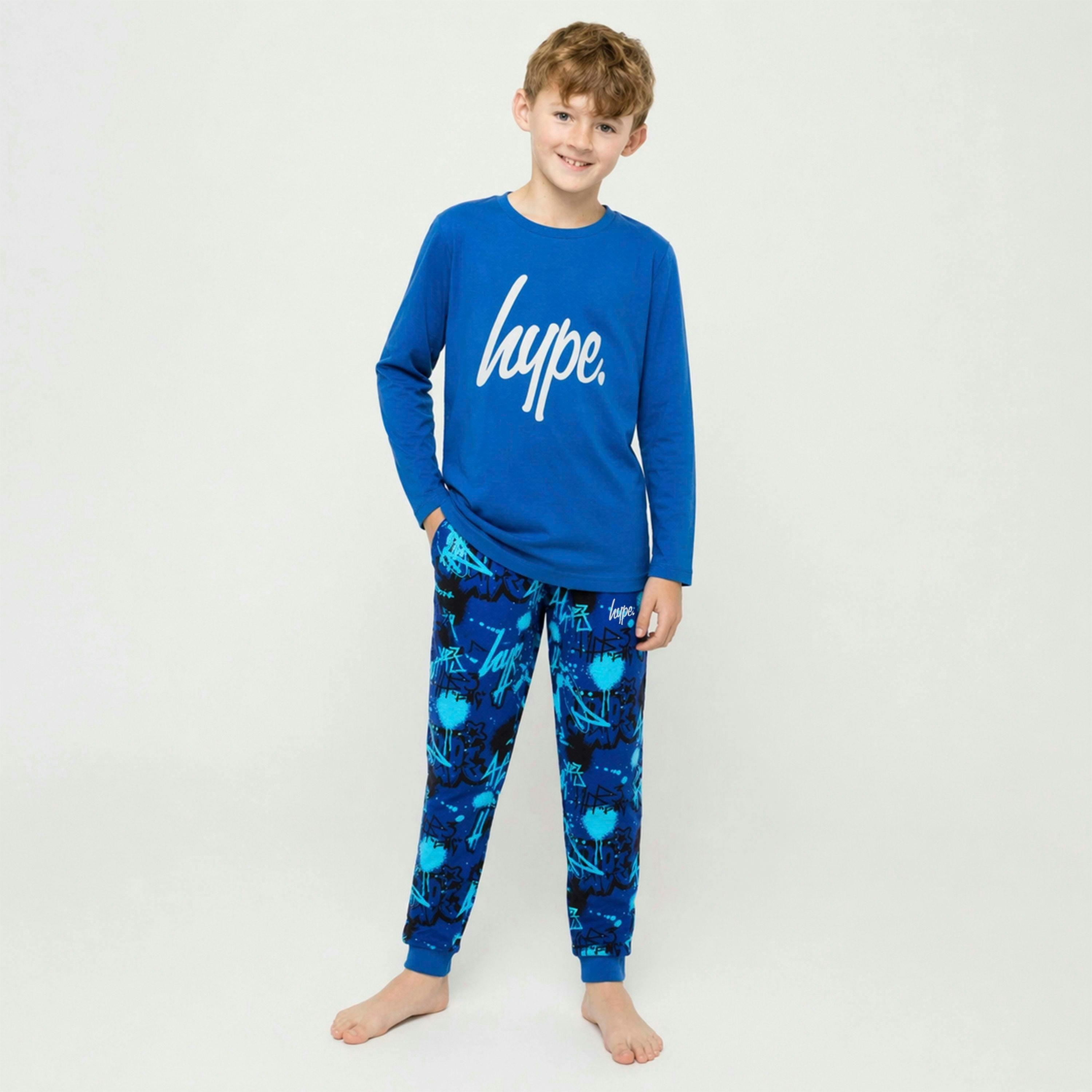 Blue Graffiti Boys Pyjama Set Kids Soft Sleepwear Lounge PJs , view 5 of 5