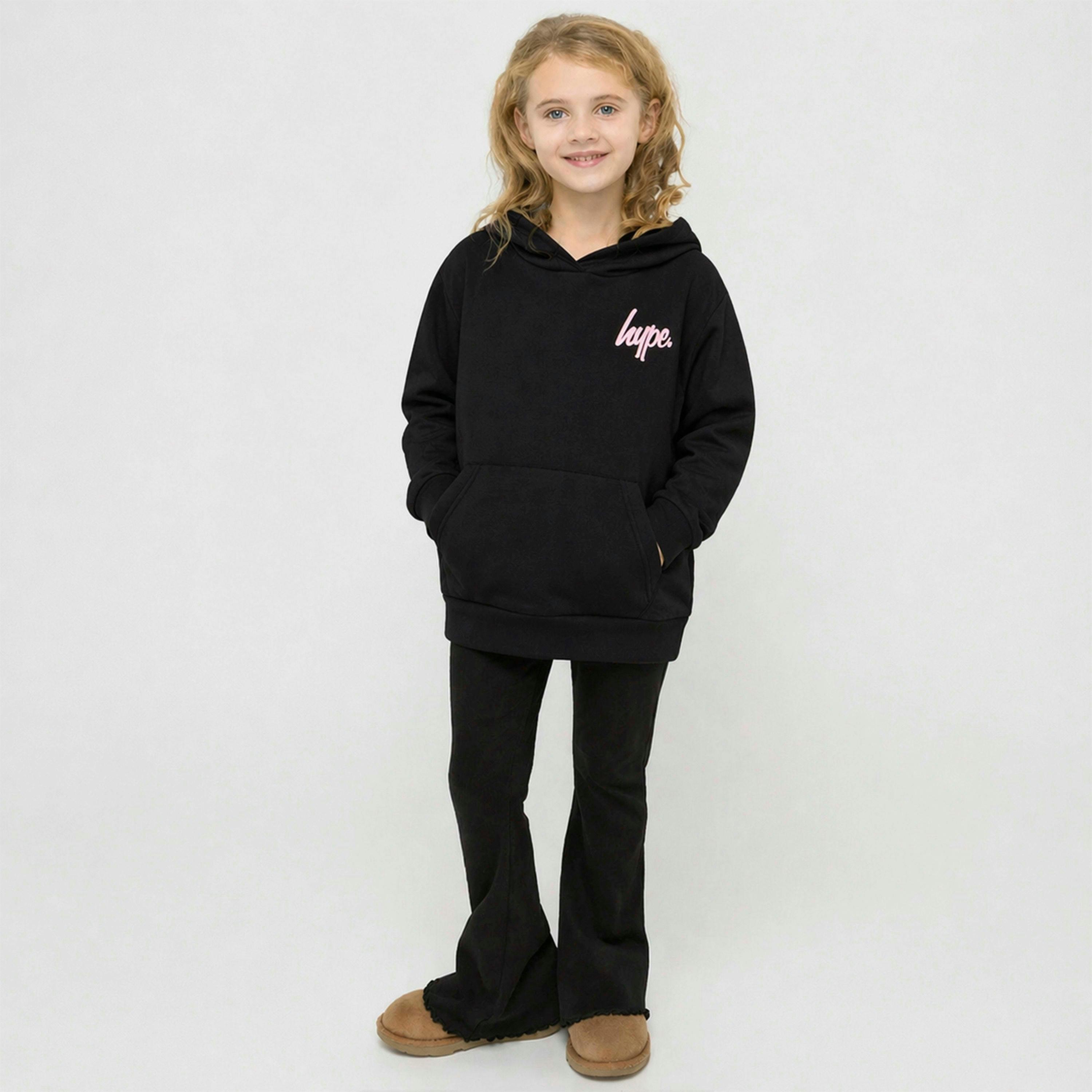 Girls Hoodie Kids Casual Black Sweatshirt Soft Graphic Back Design , view 3 of 5