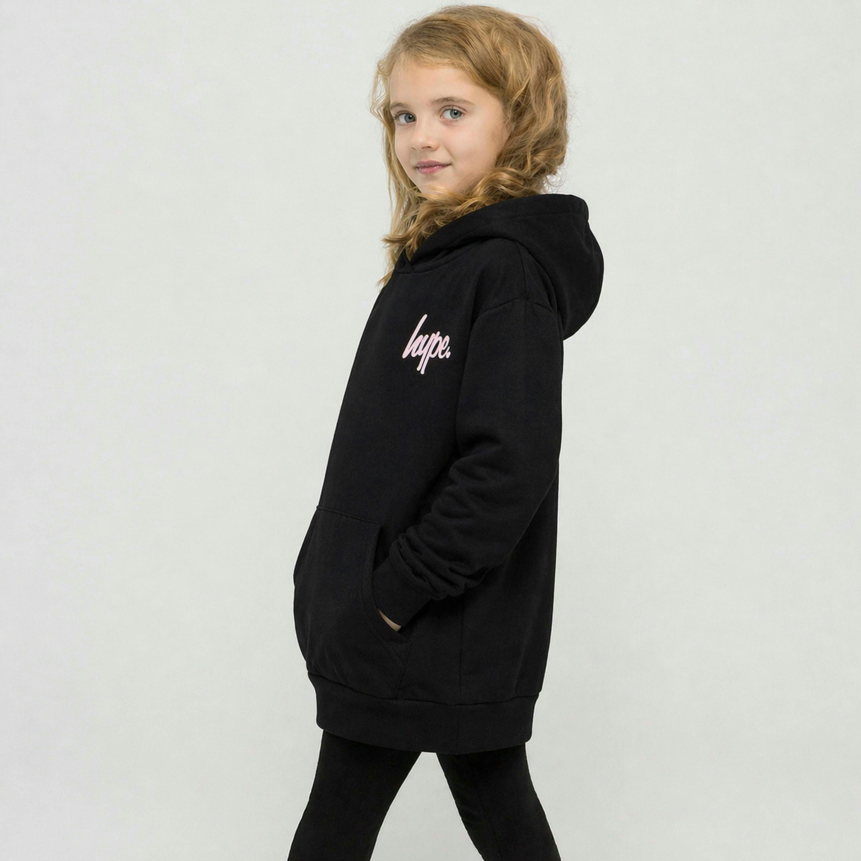 Girls Hoodie Kids Casual Black Sweatshirt Soft Graphic Back Design , view 4 of 5