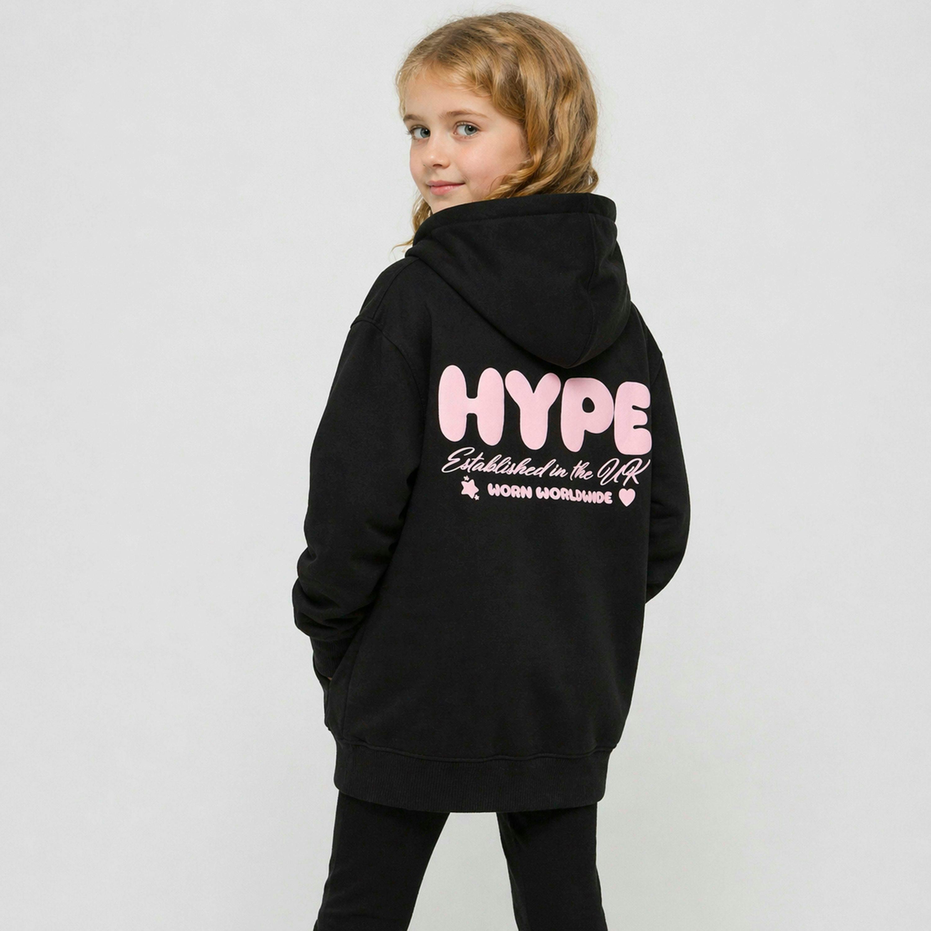 Girls Hoodie Kids Casual Black Sweatshirt Soft Graphic Back Design , view 5 of 5