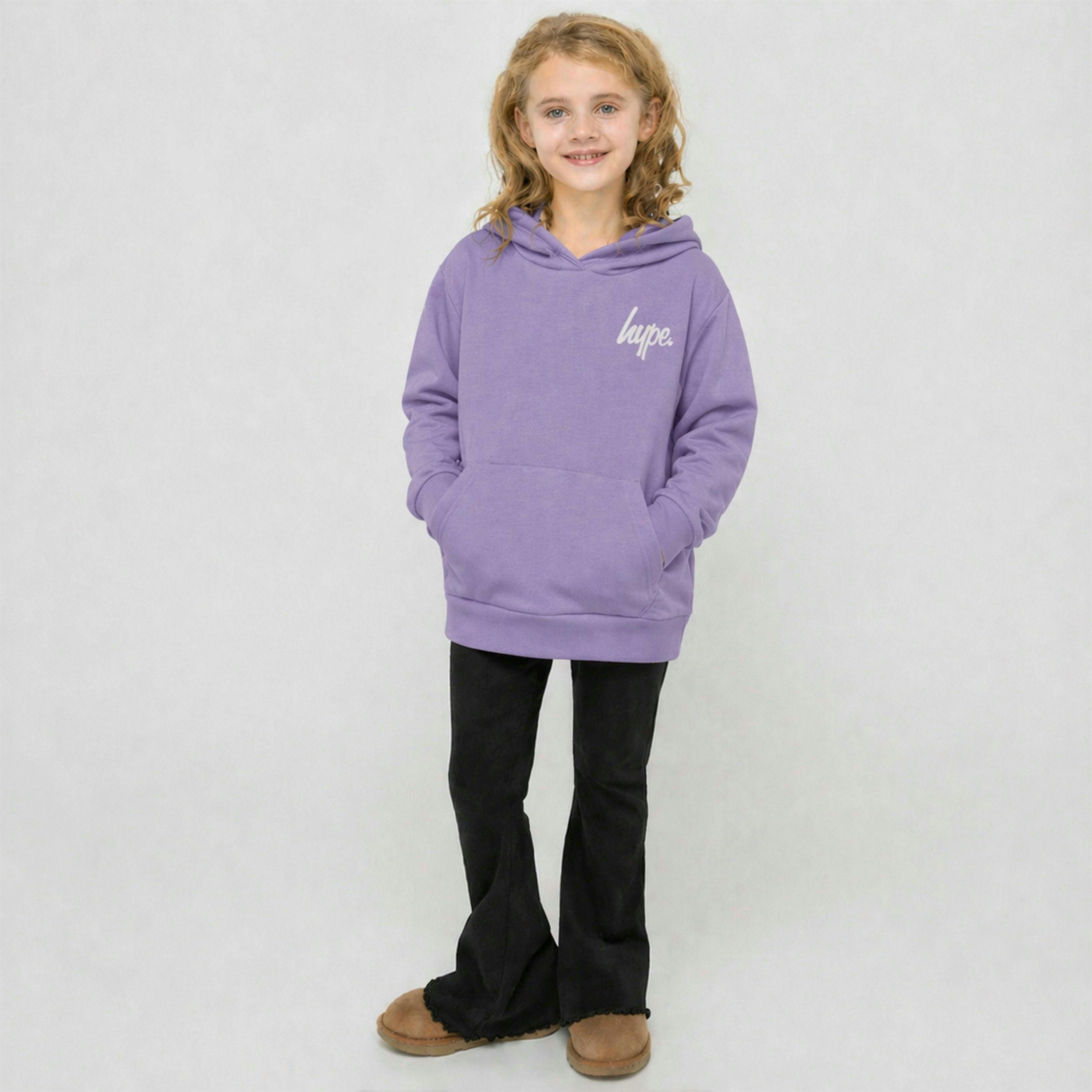Girls Hoodie Kids Purple Casual Sweatshirt Soft Graphic Back Design , view 3 of 5