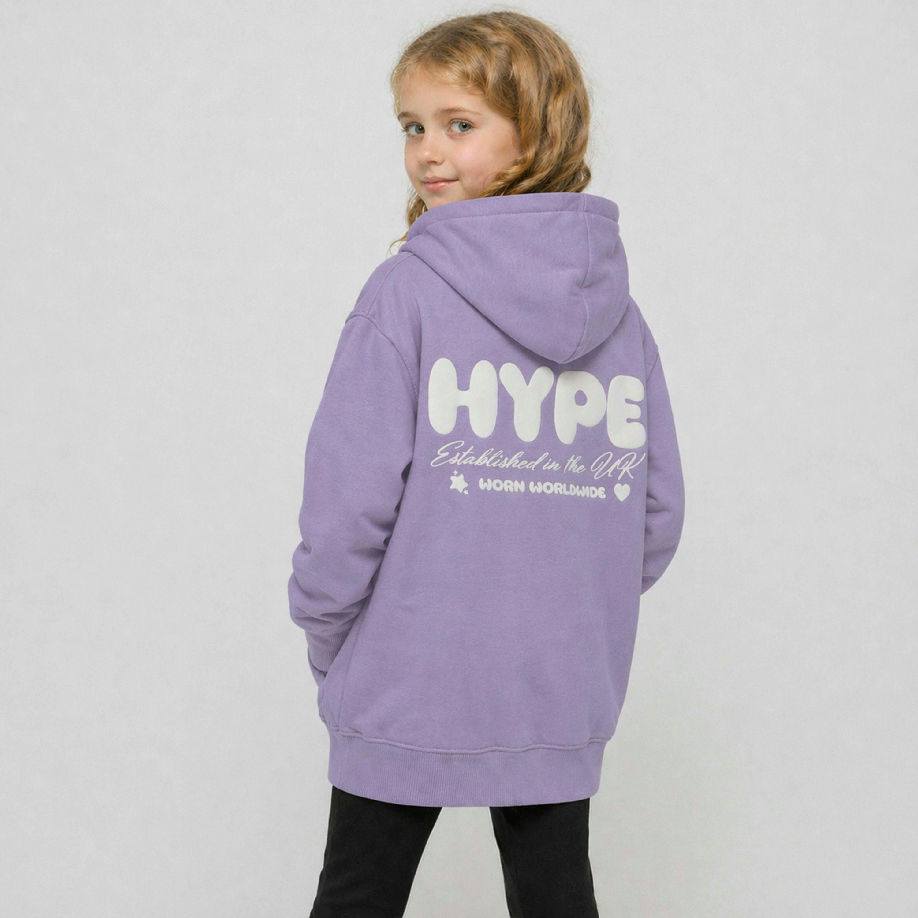 Girls Hoodie Kids Purple Casual Sweatshirt Soft Graphic Back Design , view 5 of 5