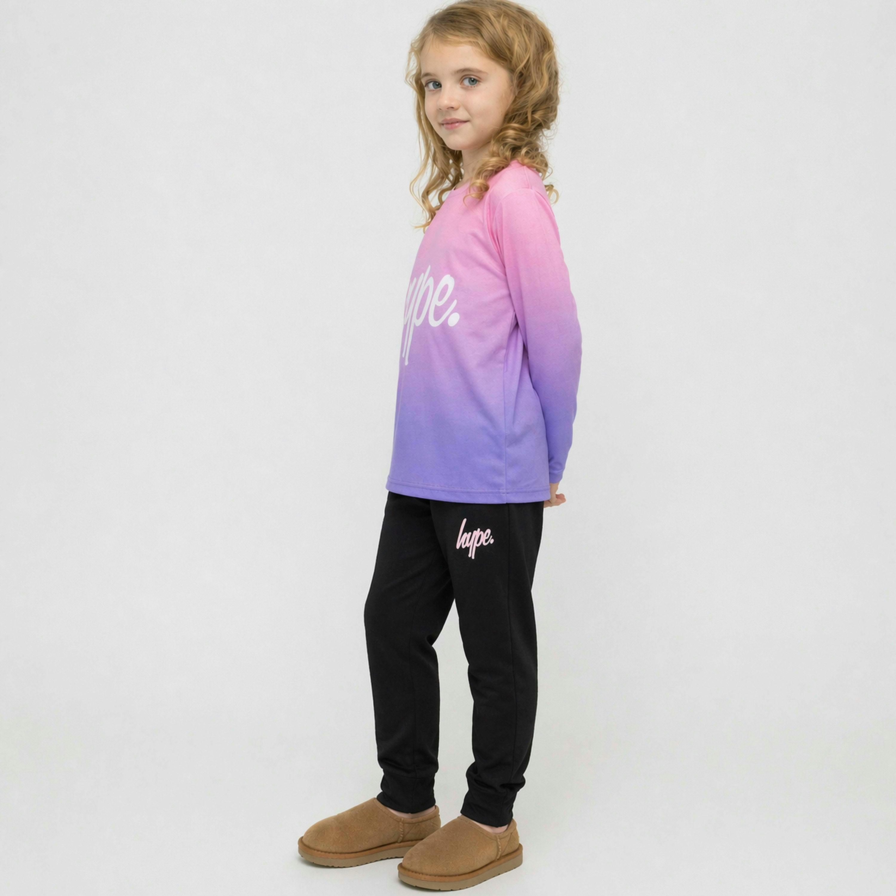 Girls Joggers Kids Black Casual Sweatpants Soft Cuffed Lounge Bottoms , view 4 of 5