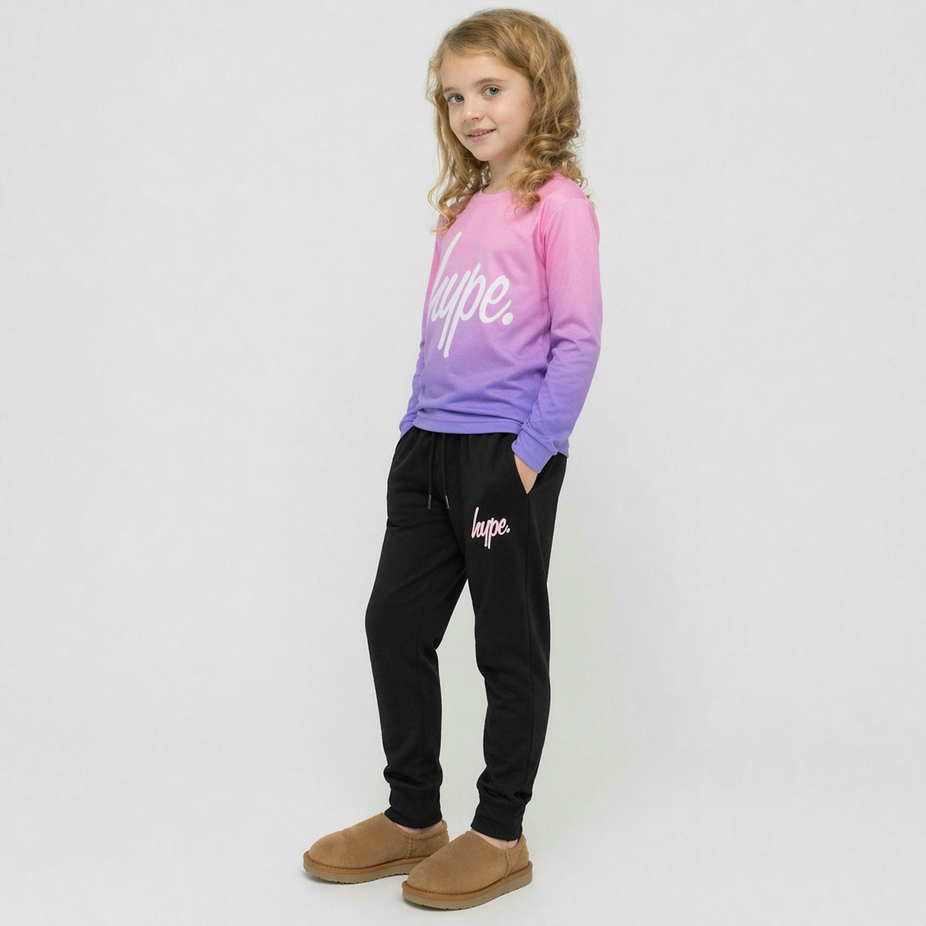 Girls Joggers Kids Black Casual Sweatpants Soft Cuffed Lounge Bottoms , view 5 of 5
