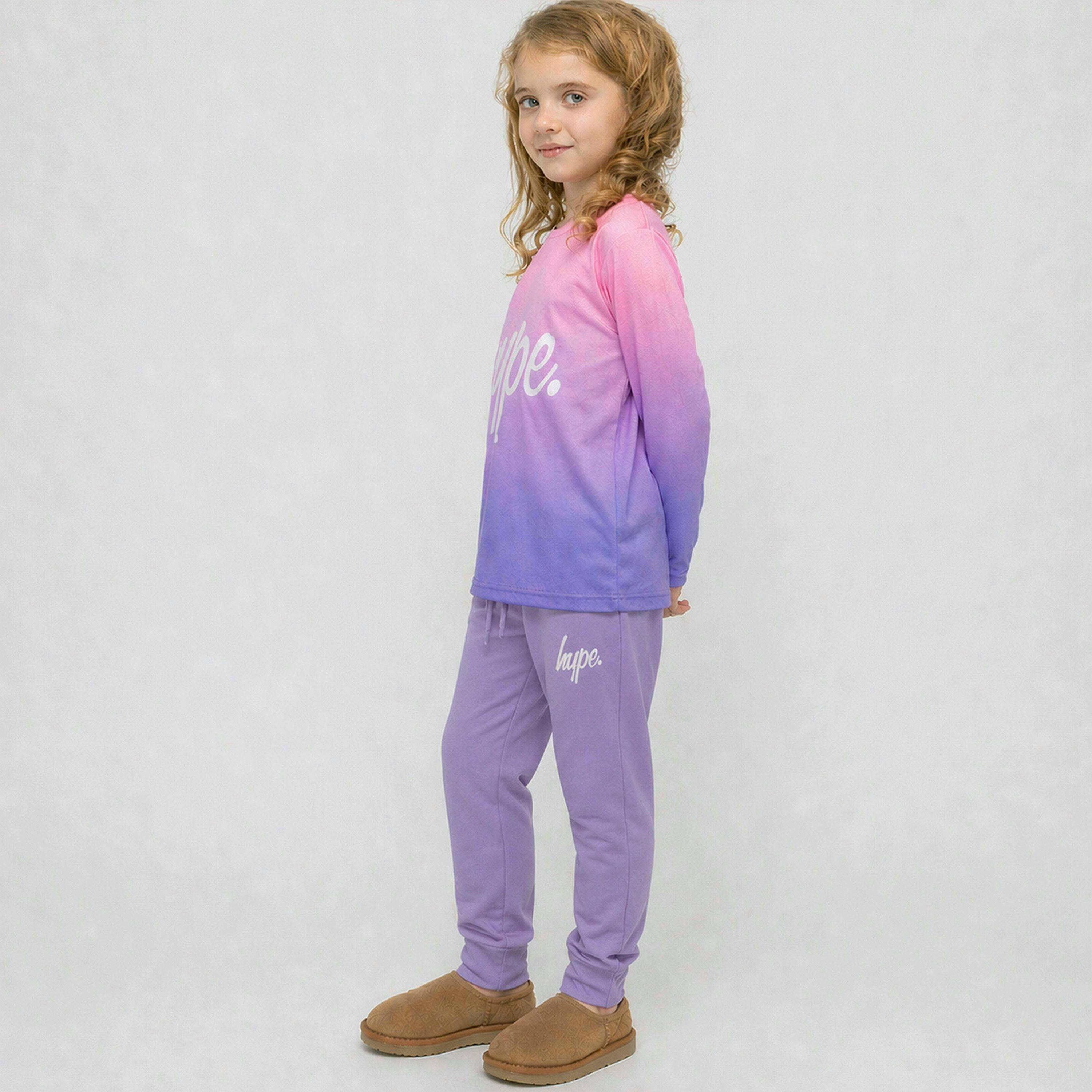 Girls Joggers Kids Casual Purple Sweatpants Soft Cuffed Lounge Bottoms , view 4 of 5