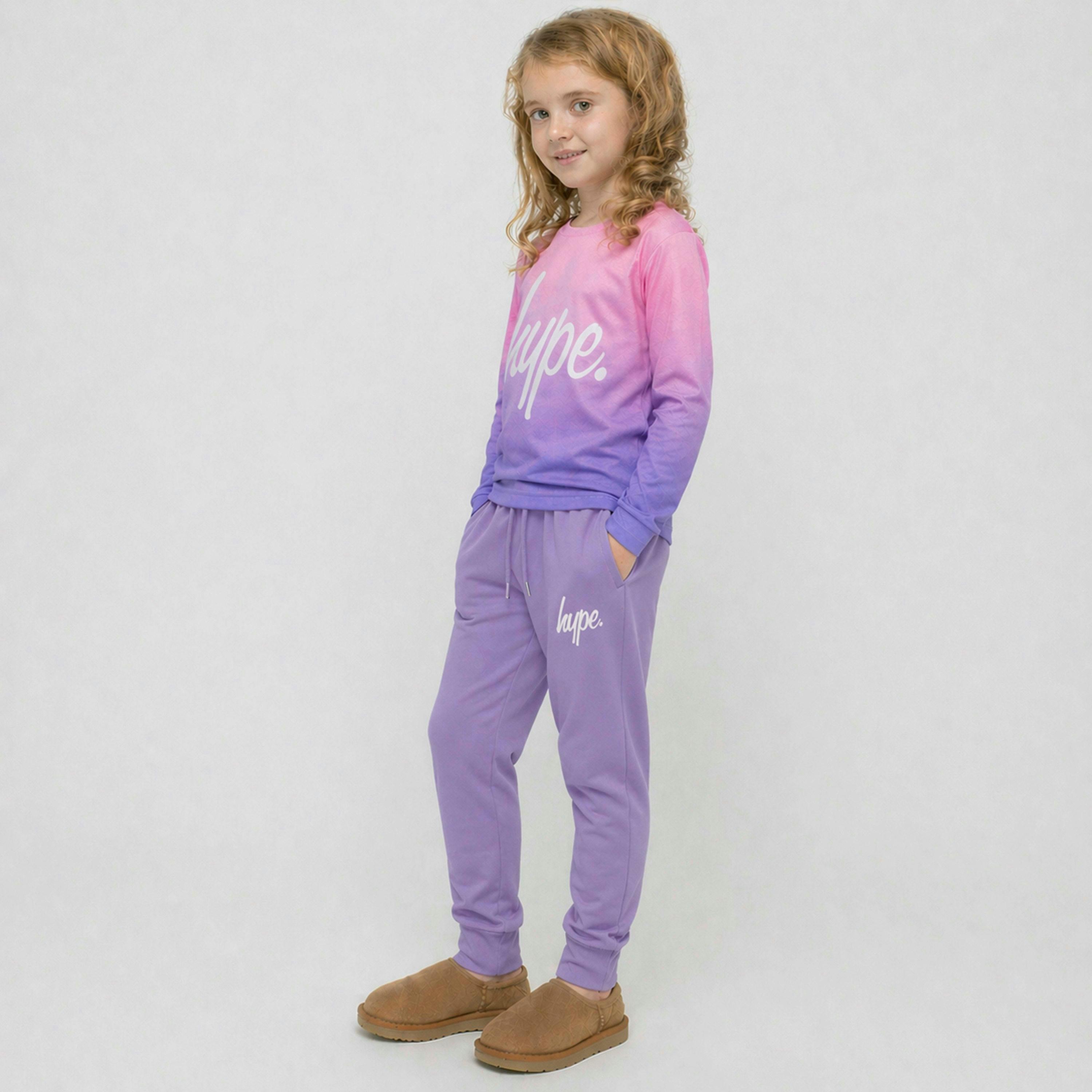 Girls Joggers Kids Casual Purple Sweatpants Soft Cuffed Lounge Bottoms , view 5 of 5