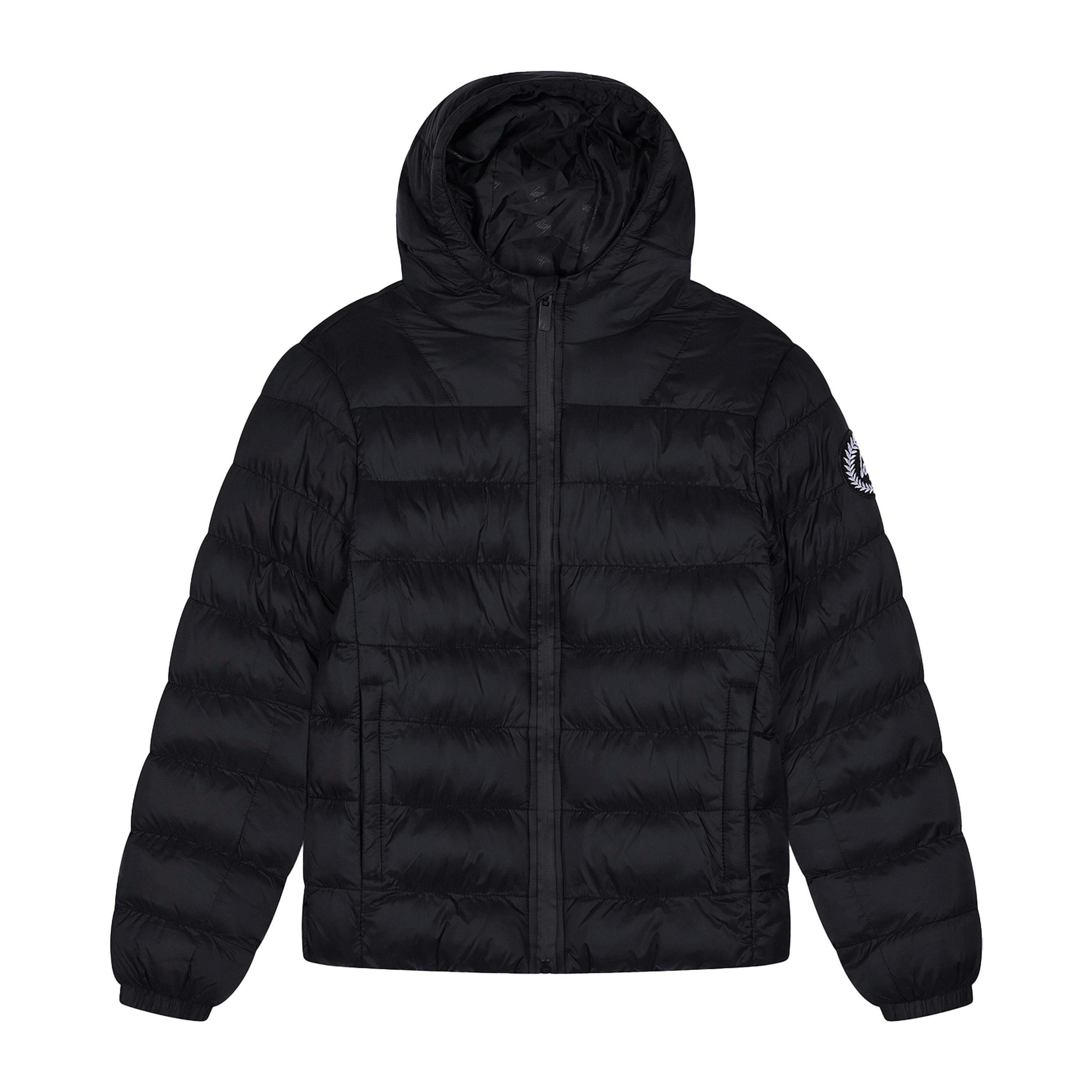 Kids Puffer Jacket Girls and Boys Black Hooded Warm Quilted Coat , view 1 of 5