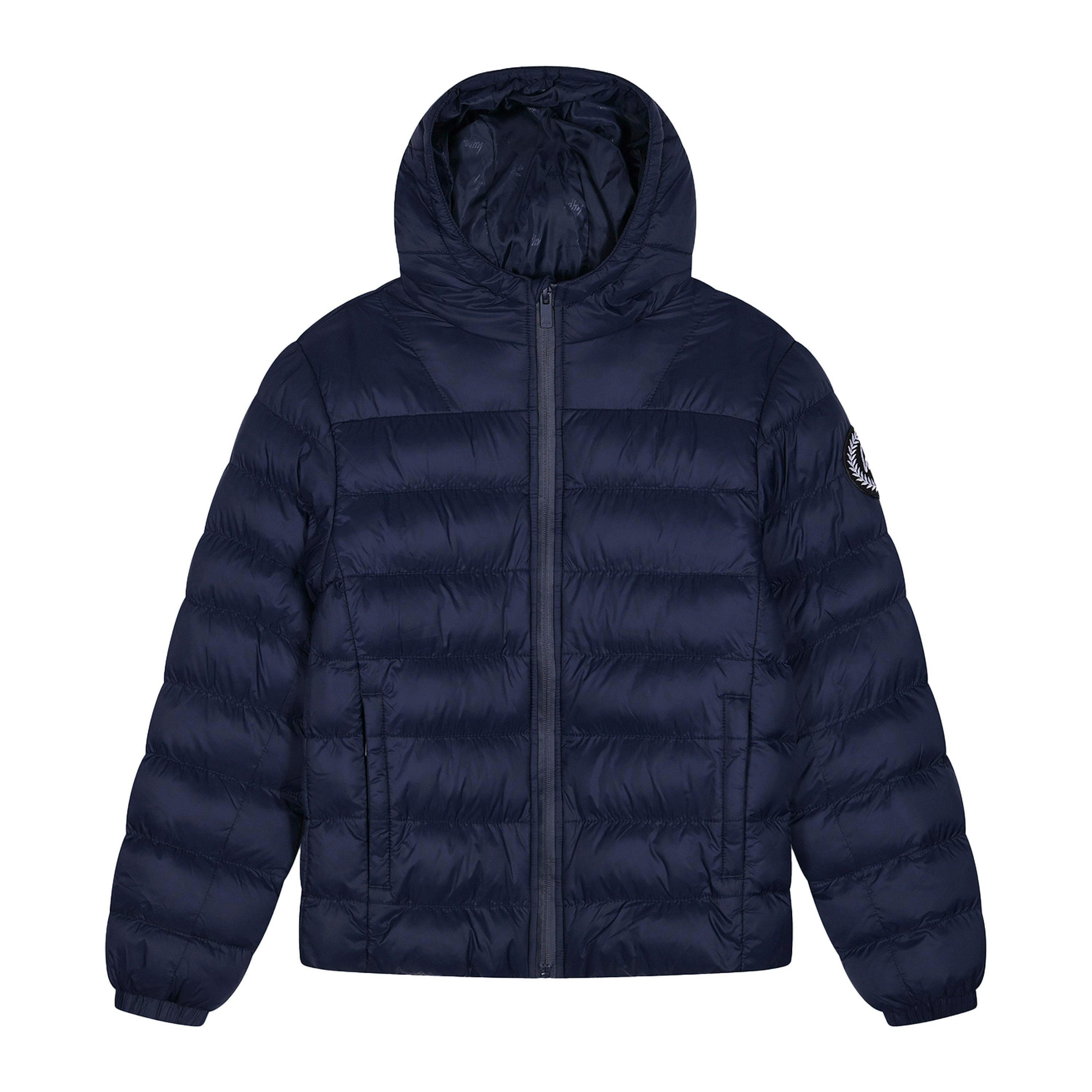 Kids Puffer Jacket Girls and Boys Navy Hooded Warm Quilted Coat , view 1 of 5