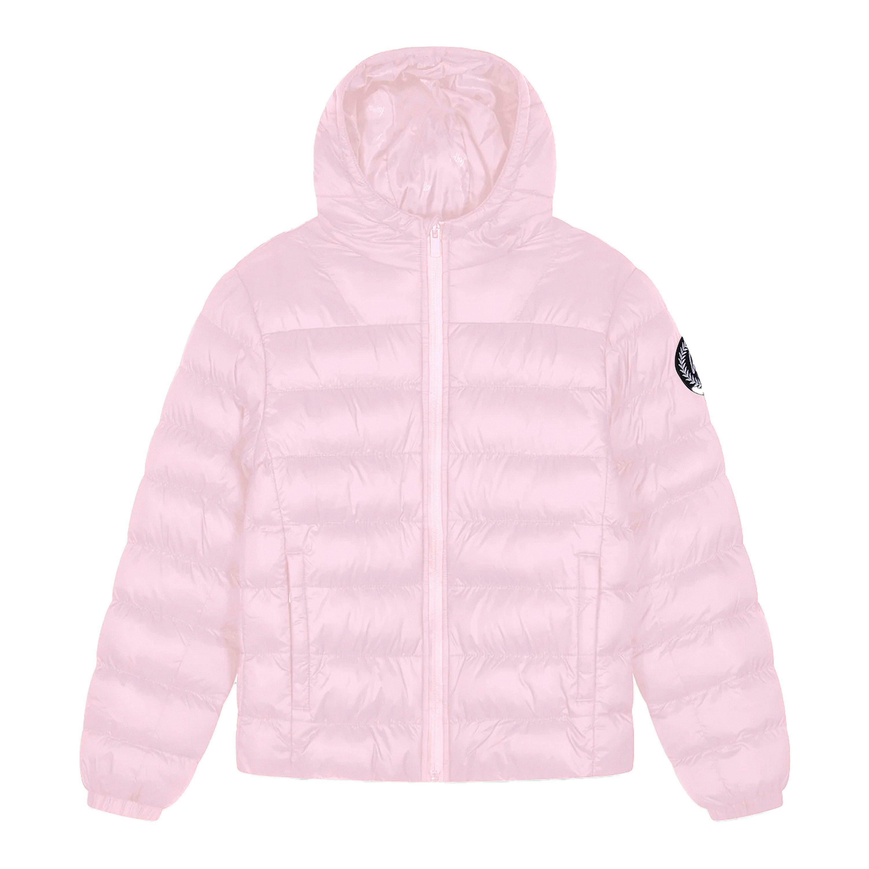 Girls Padded Jacket Kids Pink Hooded Quilted Warm Winter Coat , view 1 of 5