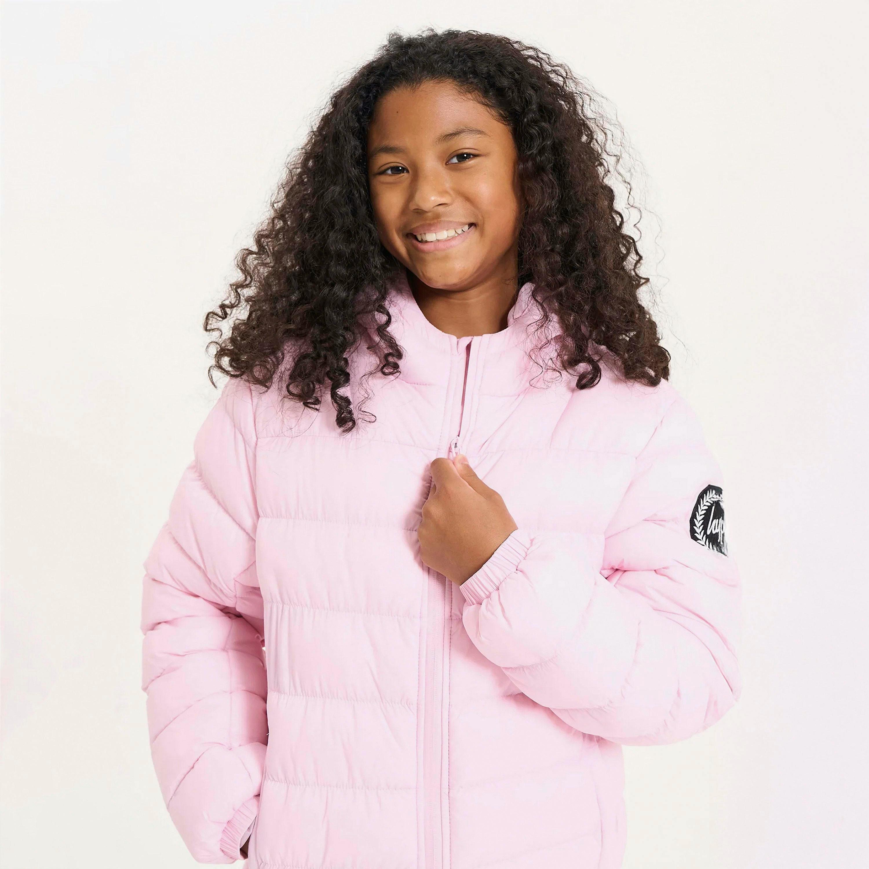 Girls Padded Jacket Kids Pink Hooded Quilted Warm Winter Coat , view 5 of 5