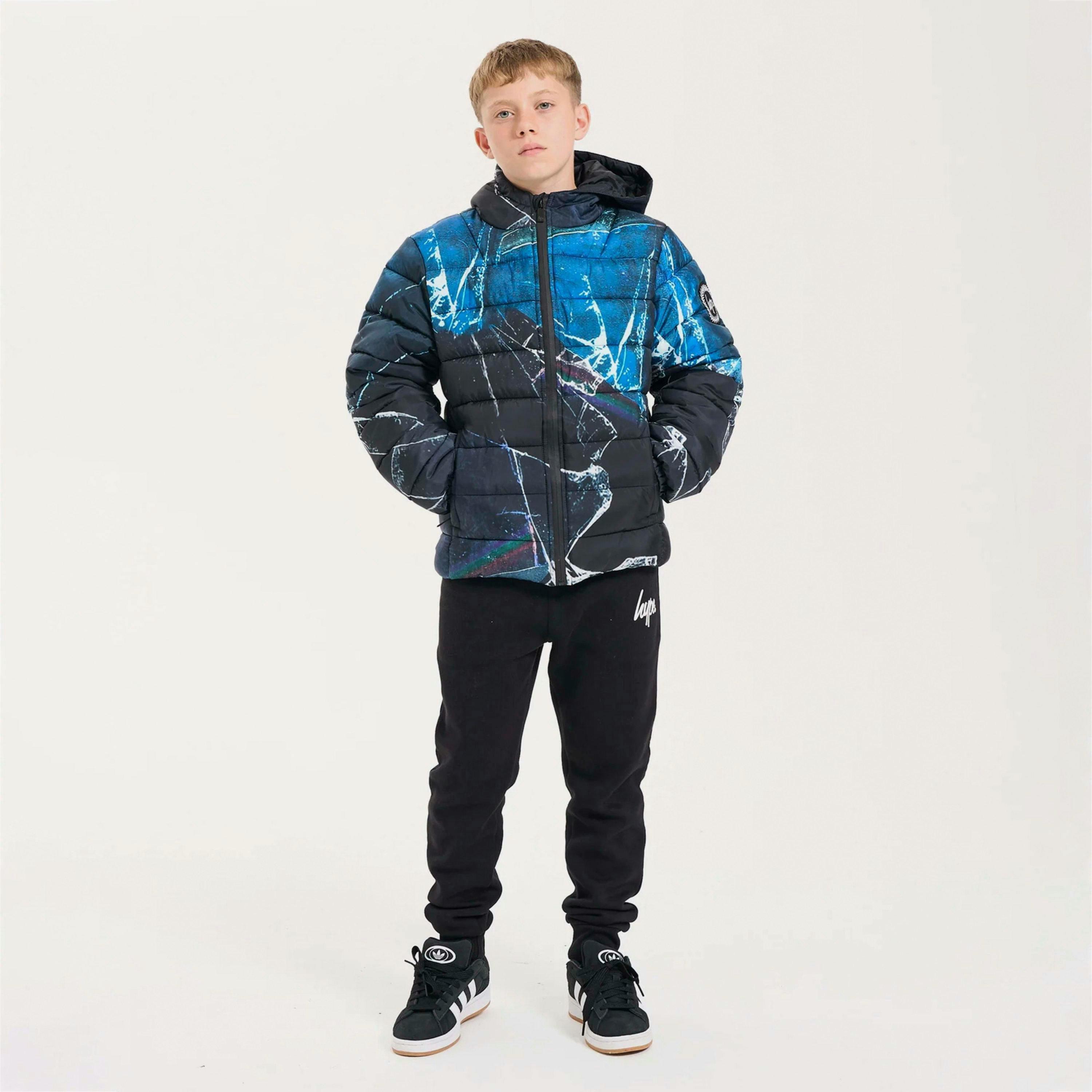 Boys Padded Jacket Kids Black Blue Hooded Quilted Warm Winter Coat , view 5 of 5