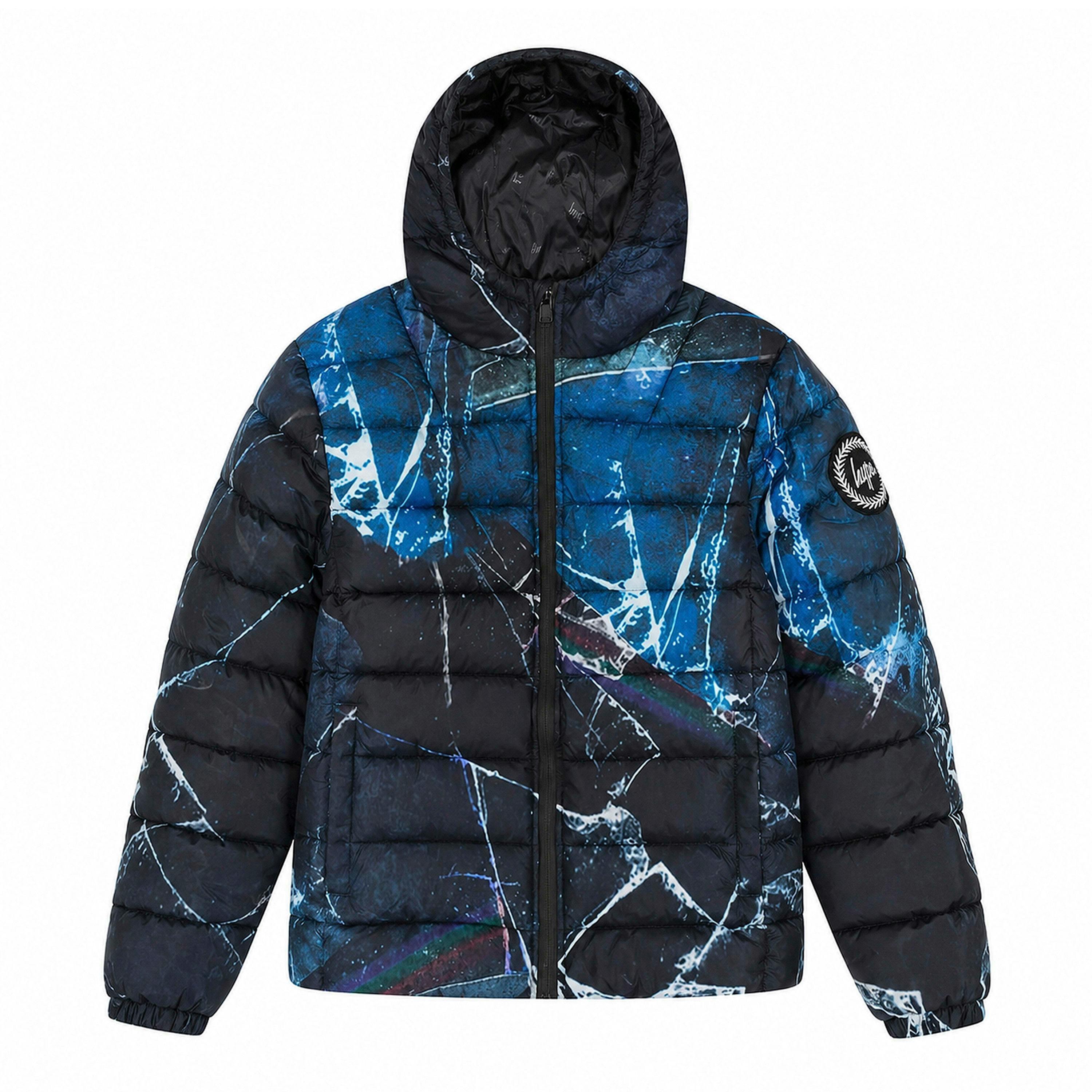 Boys Padded Jacket Kids Black Blue Hooded Quilted Warm Winter Coat , view 1 of 5
