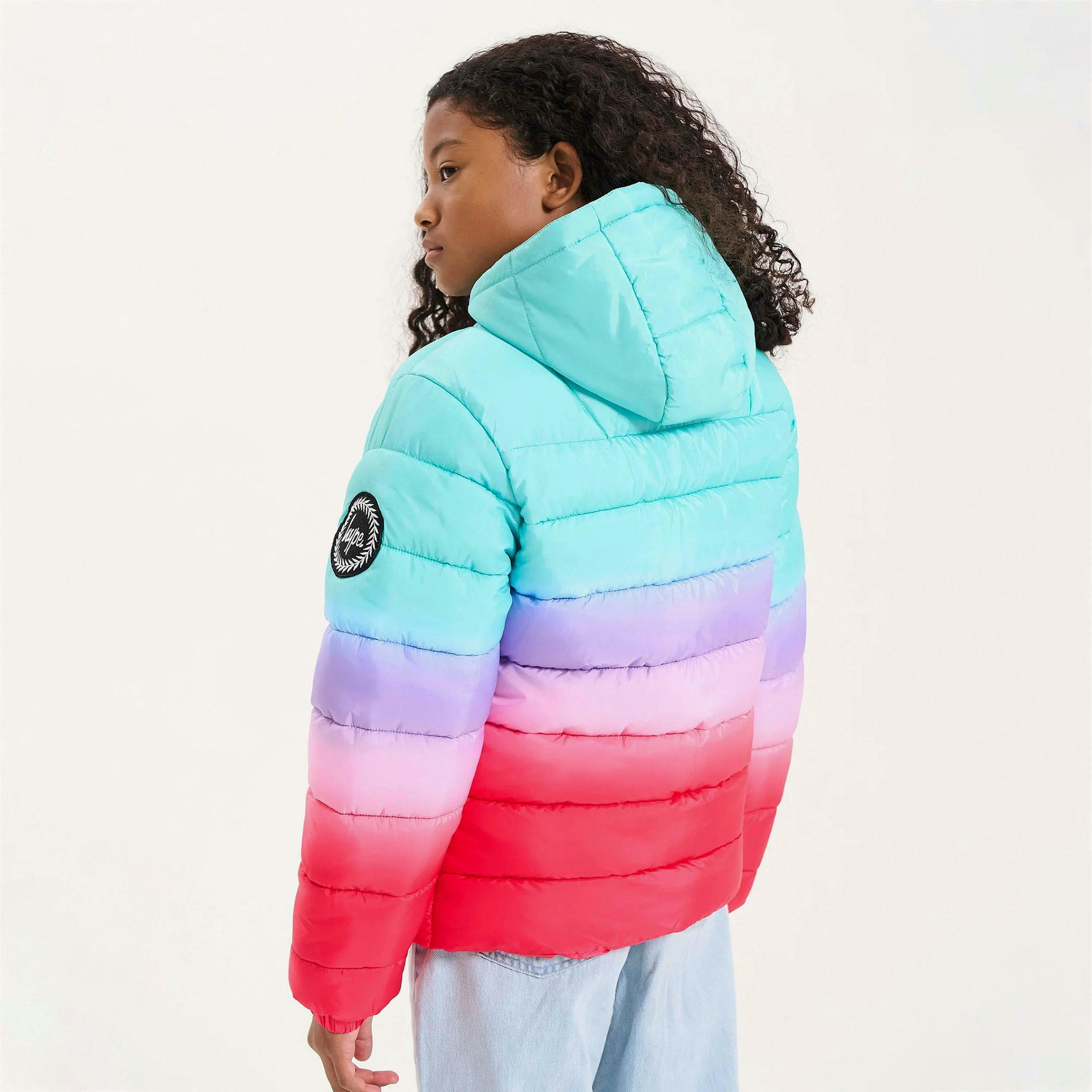 Girls Padded Jacket Kids Pink Hooded Quilted Warm Winter Coat , view 4 of 5