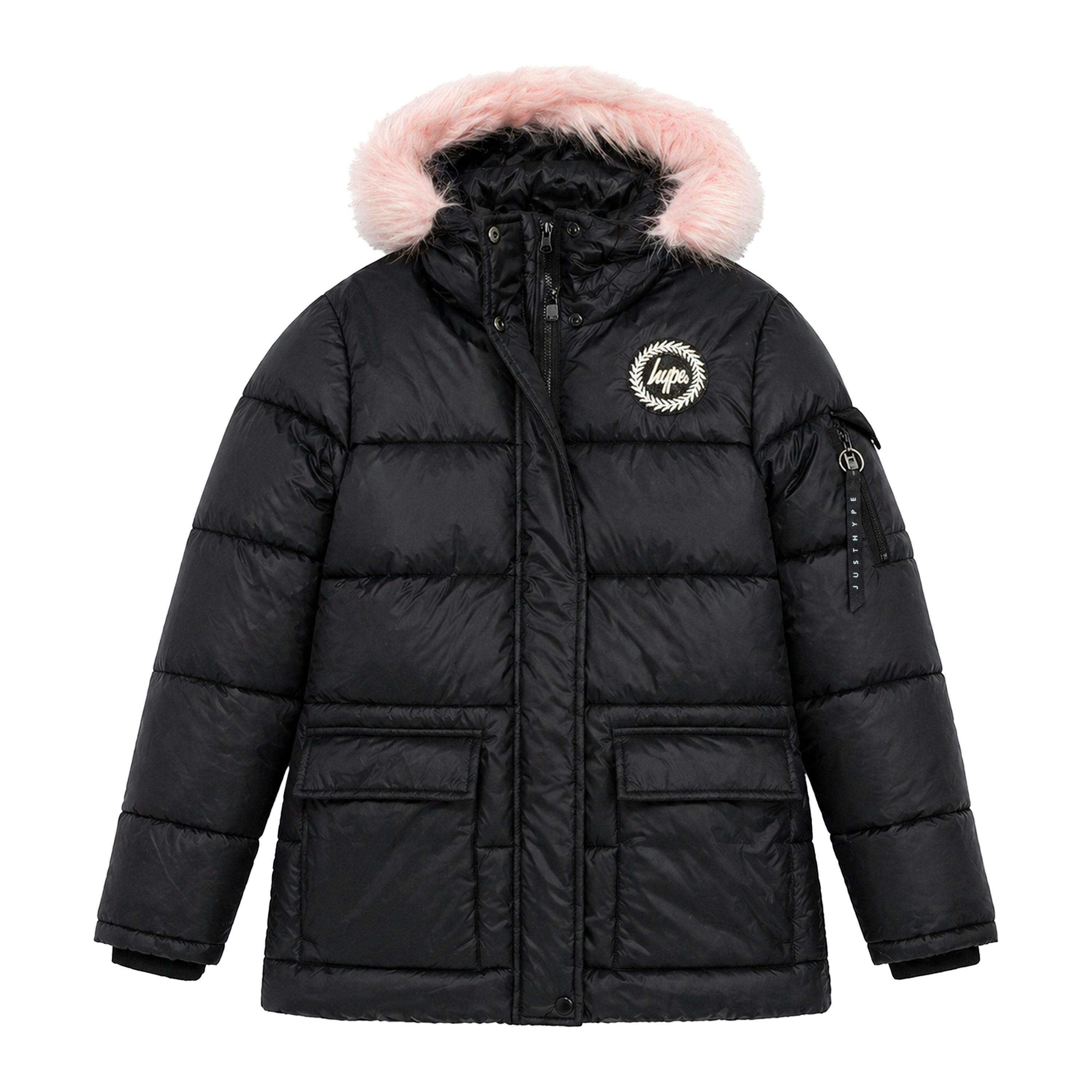 Girls Explorer Jacket Kids Black Hooded Quilted Warm Winter Coat , view 1 of 5