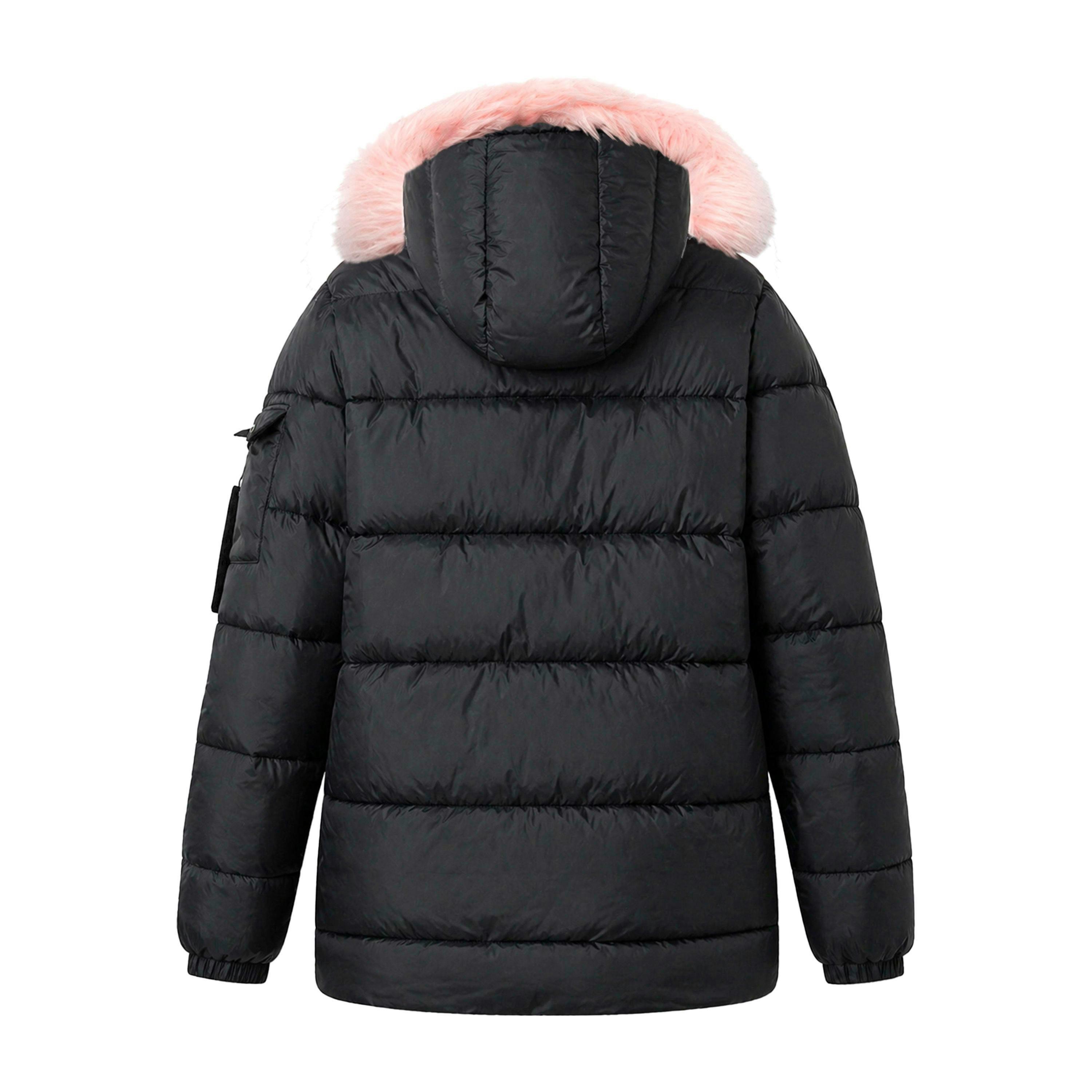 Girls Explorer Jacket Kids Black Hooded Quilted Warm Winter Coat , view 2 of 5