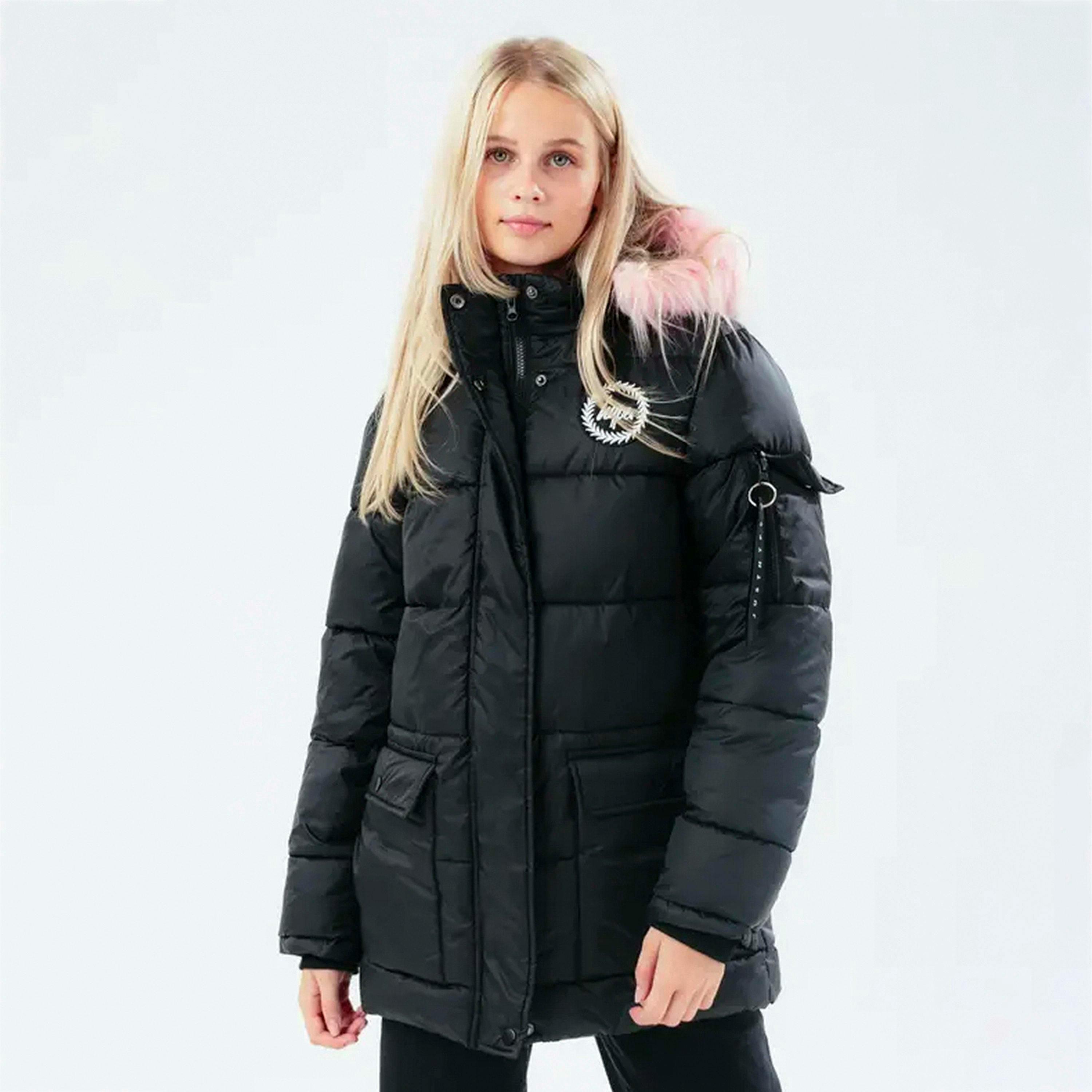 Girls Explorer Jacket Kids Black Hooded Quilted Warm Winter Coat , view 3 of 5