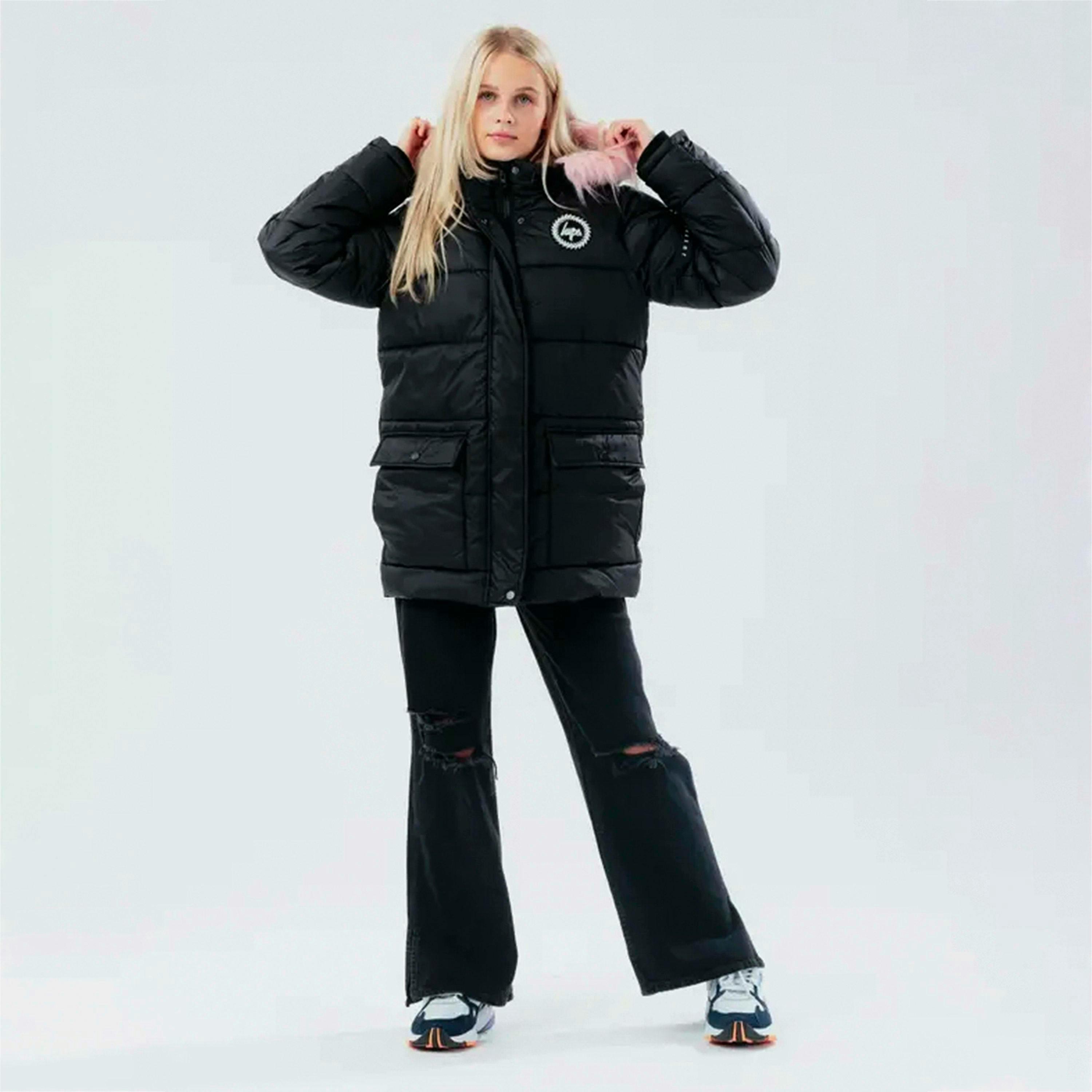Girls Explorer Jacket Kids Black Hooded Quilted Warm Winter Coat , view 4 of 5