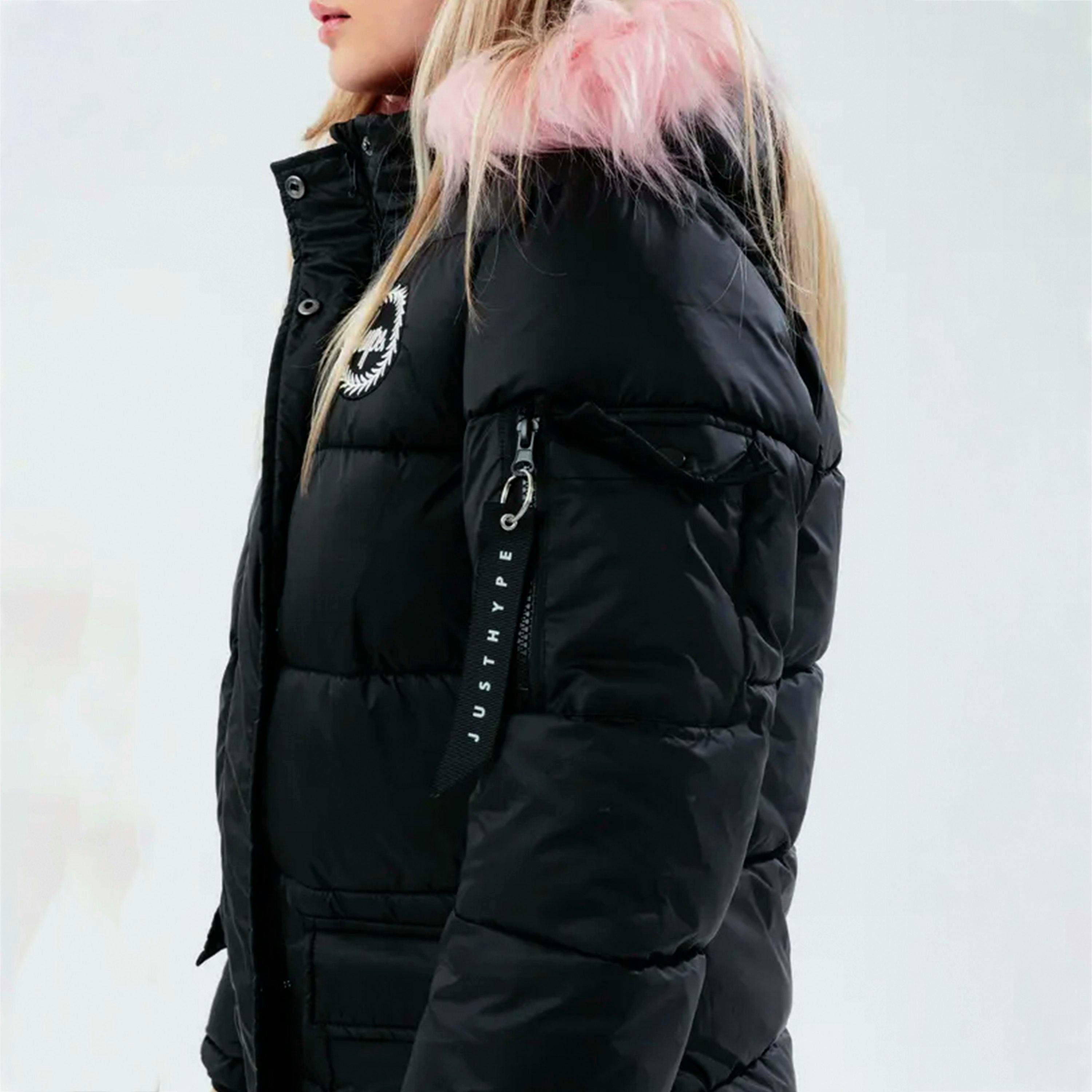 Girls Explorer Jacket Kids Black Hooded Quilted Warm Winter Coat , view 5 of 5