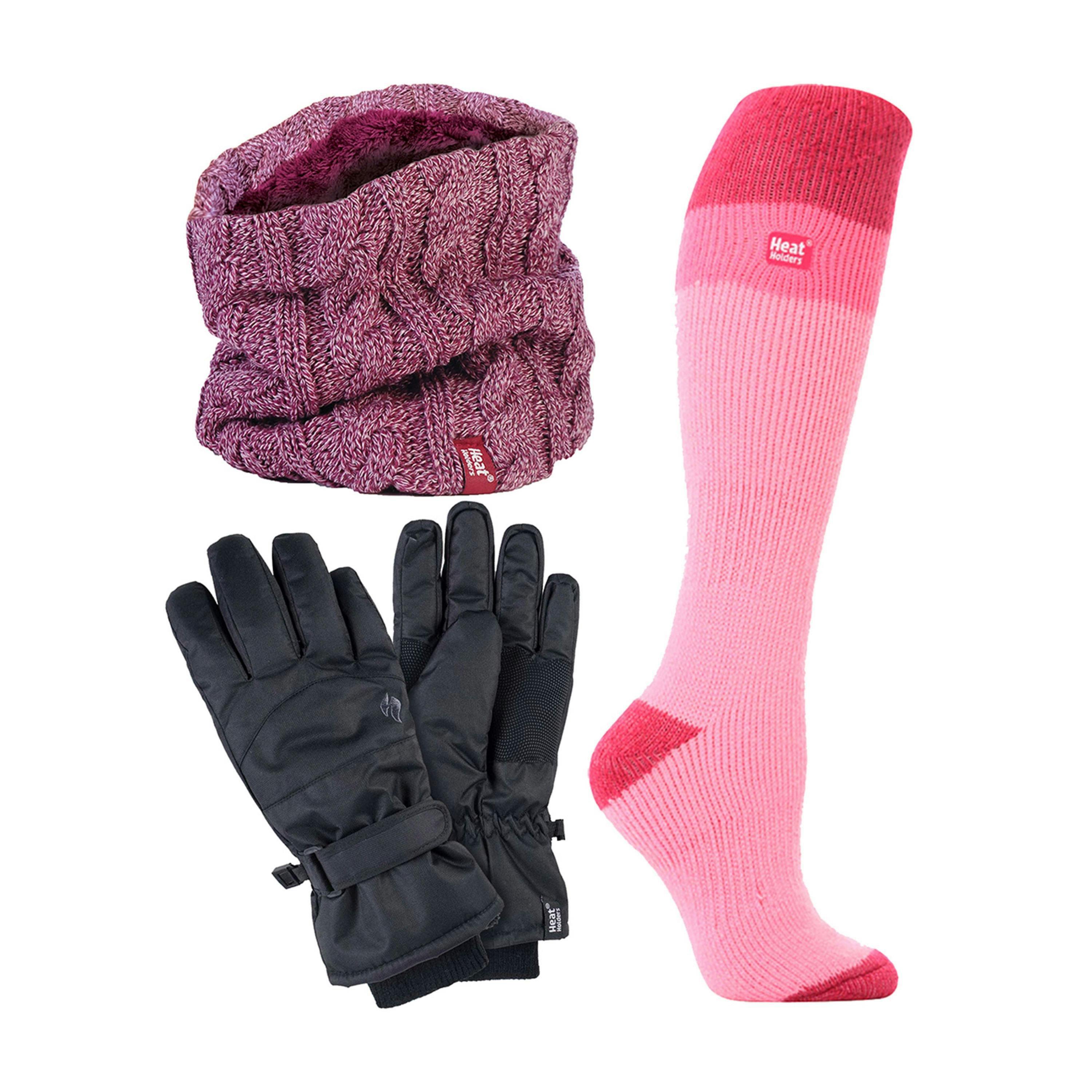 Ladies Ski Set Neck Warmer Gloves & Thermal Ski Socks Winter Wear , view 1 of 5