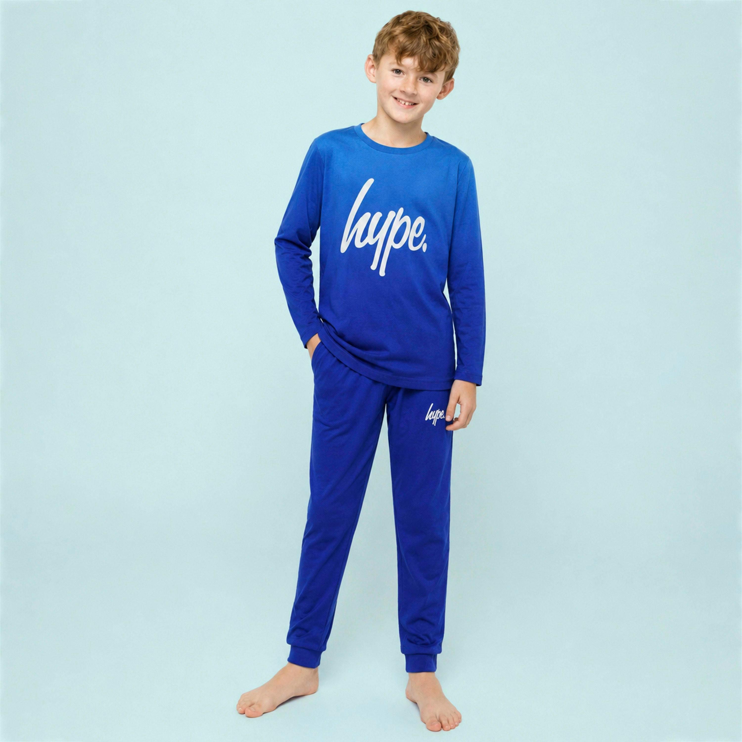 Boys Ombre Long Sleeve Pyjama Set Blue Kids Nightwear , view 4 of 5