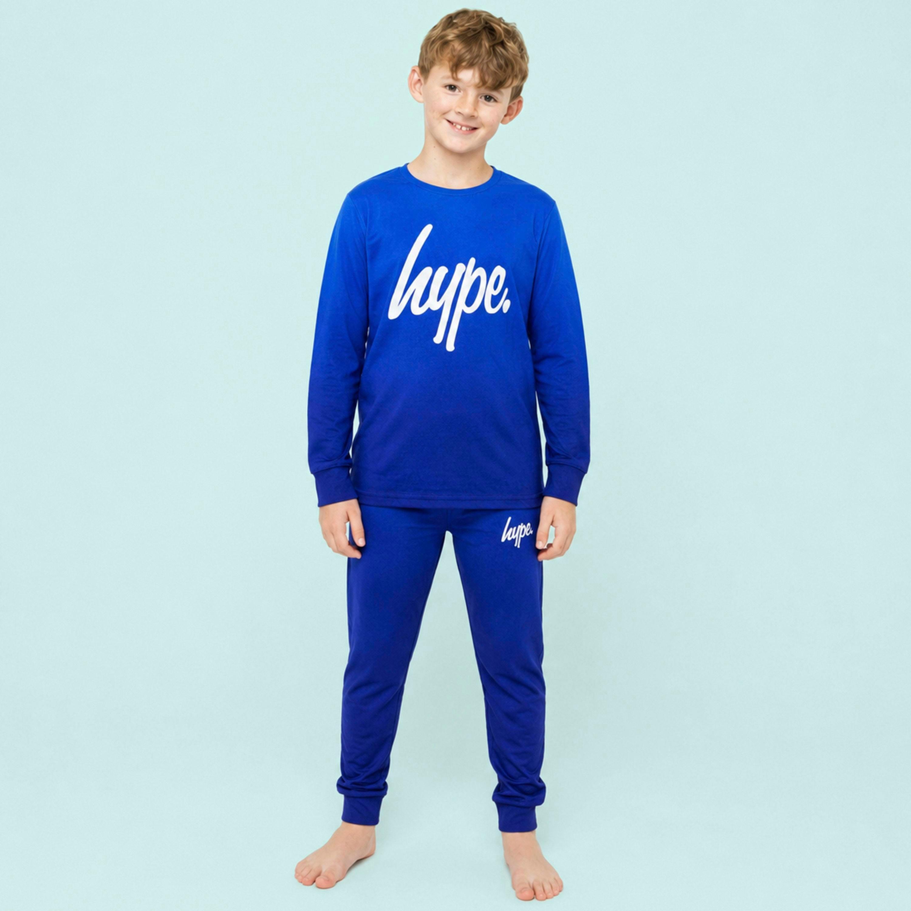 Boys Ombre Long Sleeve Pyjama Set Blue Kids Nightwear , view 5 of 5