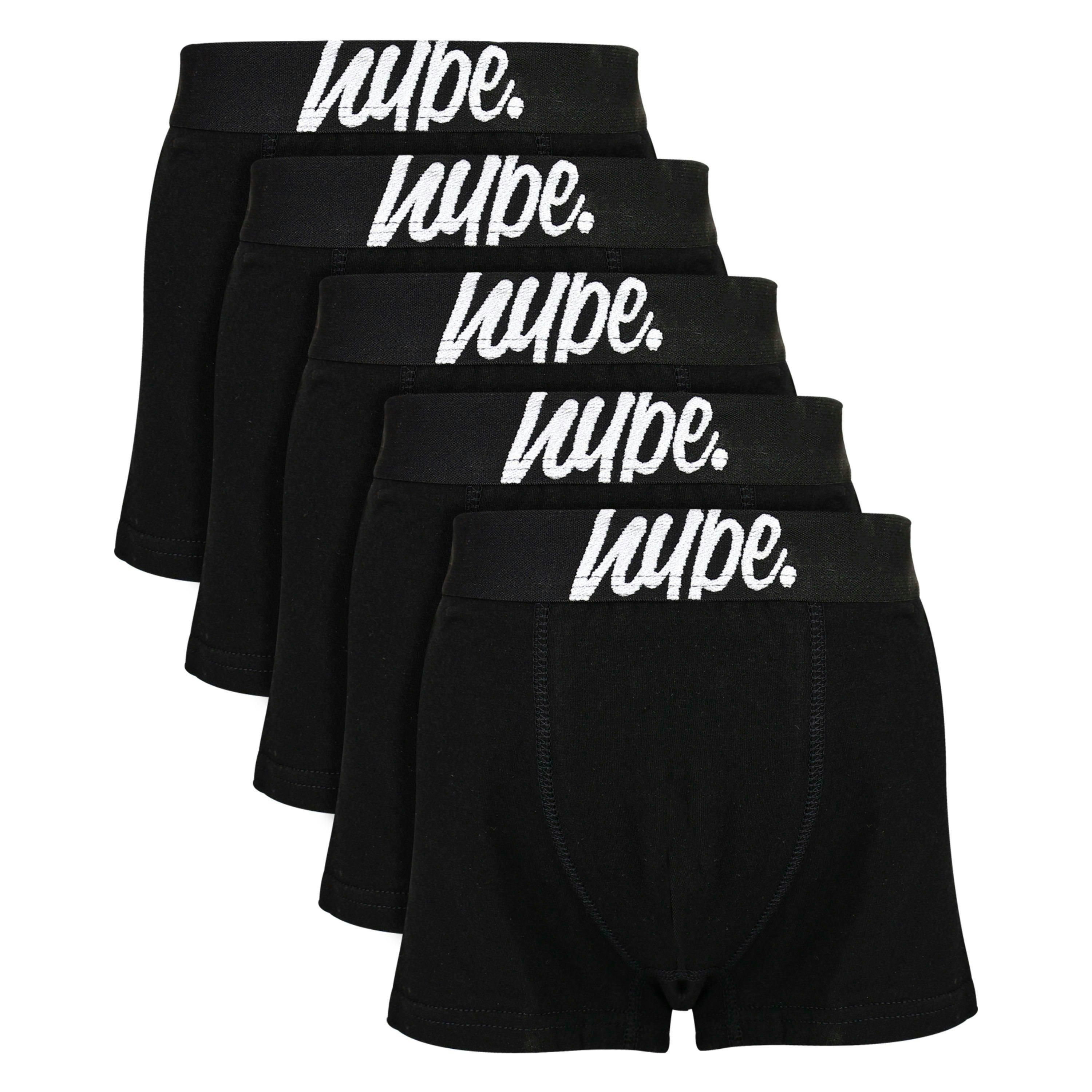 5 Pack Boys Cotton Rich Boxer Shorts Black Stretch Underwear , view 1 of 5