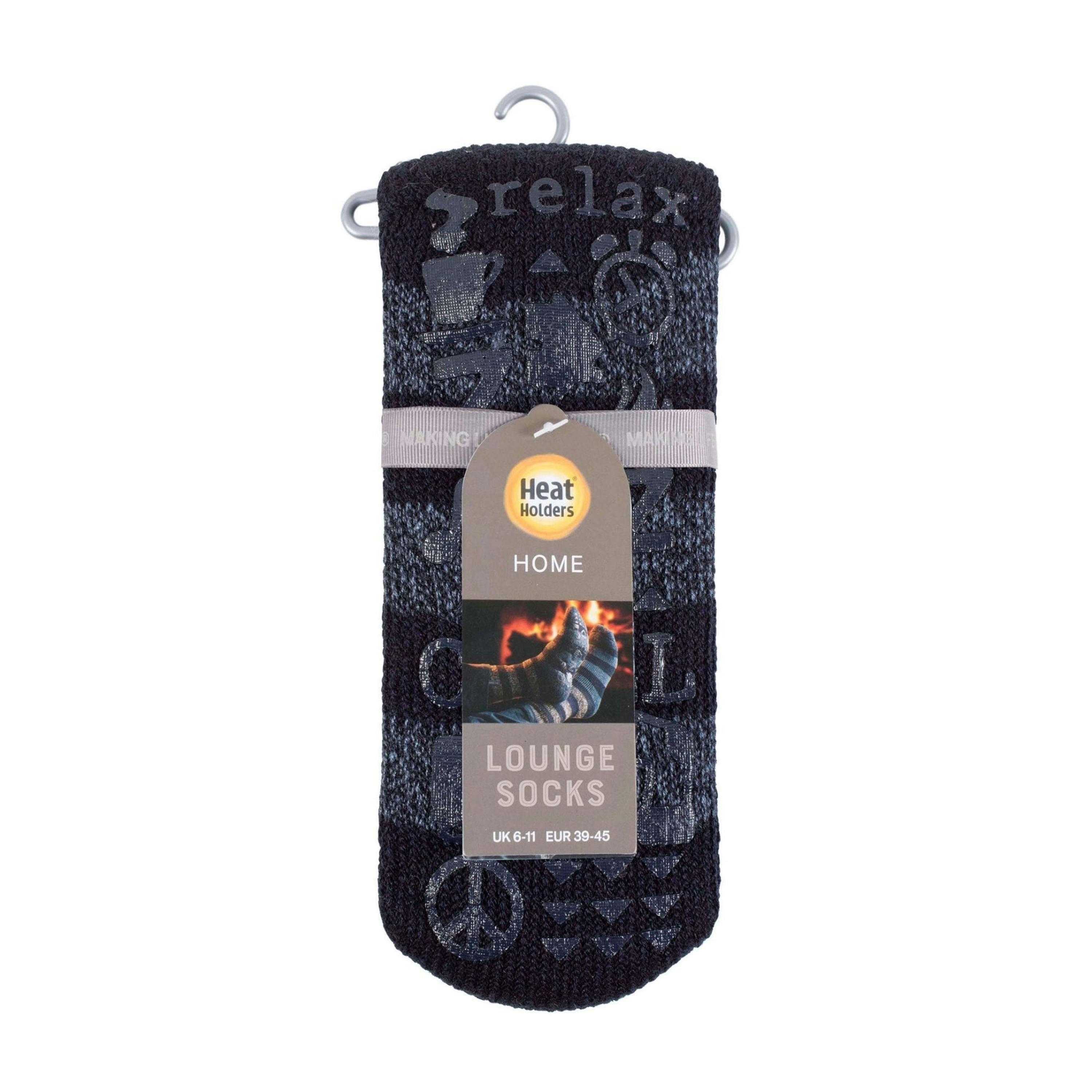 Men's Warm Fleece-Lined Non-Slip Lounge Bed Socks with Grippers , view 2 of 4