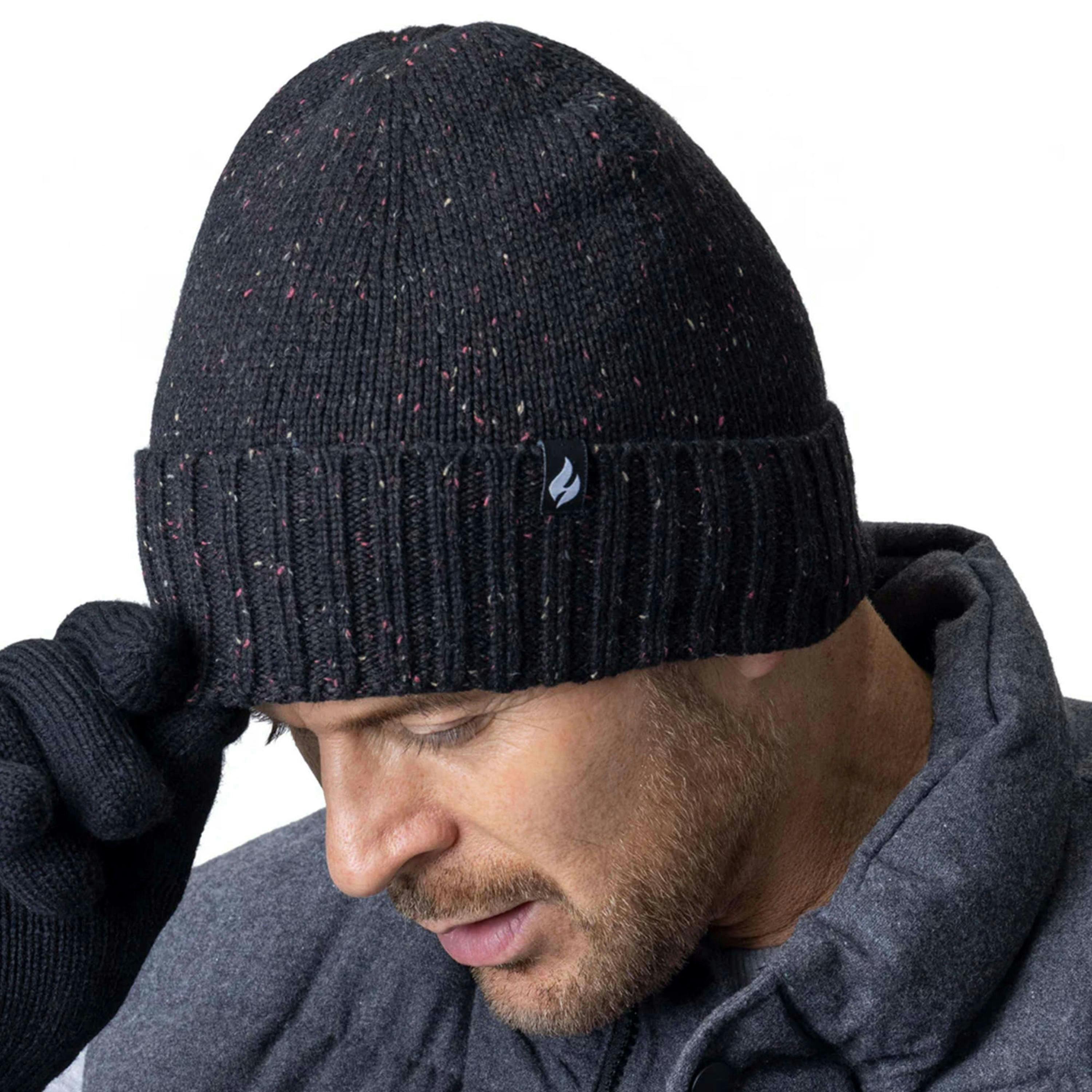 Warm Ribbed Cuff Beanie Hat for Men | Fleece Lined Chunky Winter Hat , view 4 of 4