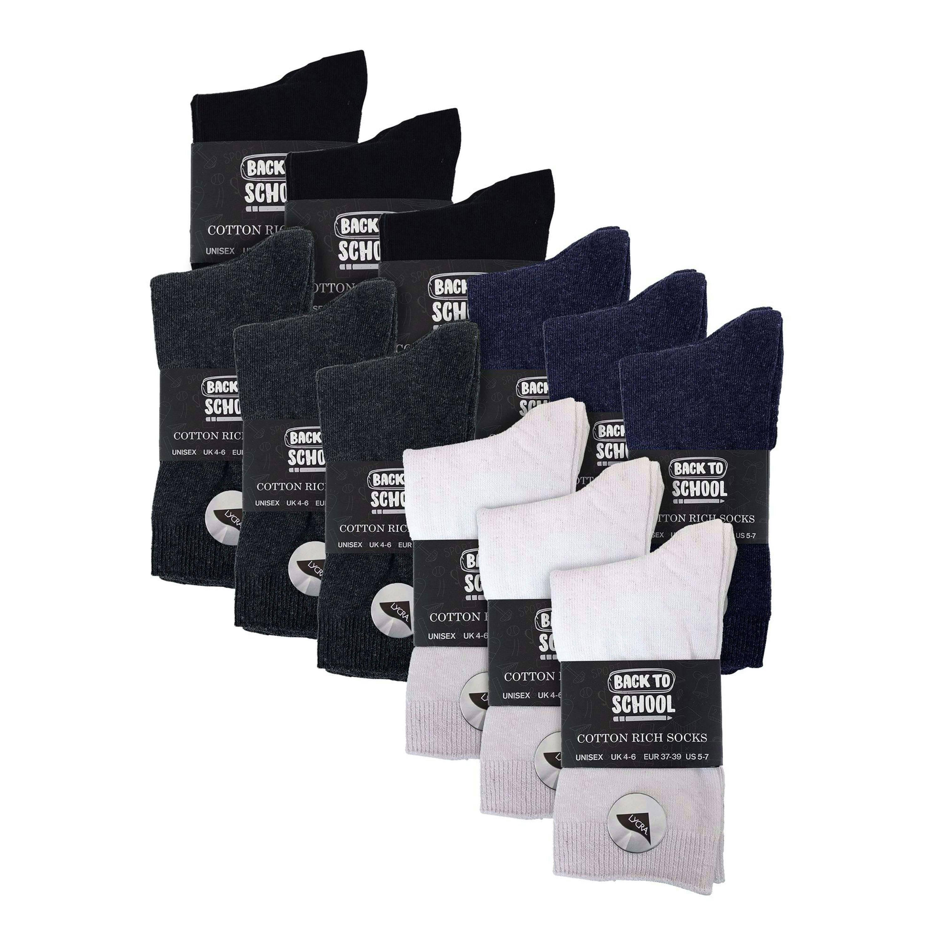24 Pair Multipack Kids Plain School Socks , view 2 of 5